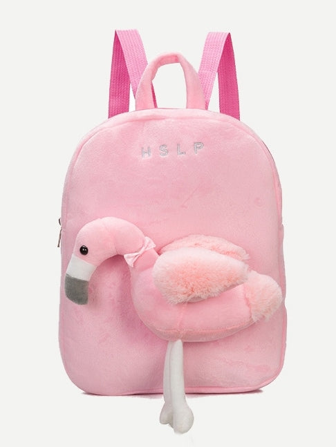 Kids Flamingo Decor Fuzzy Backpack