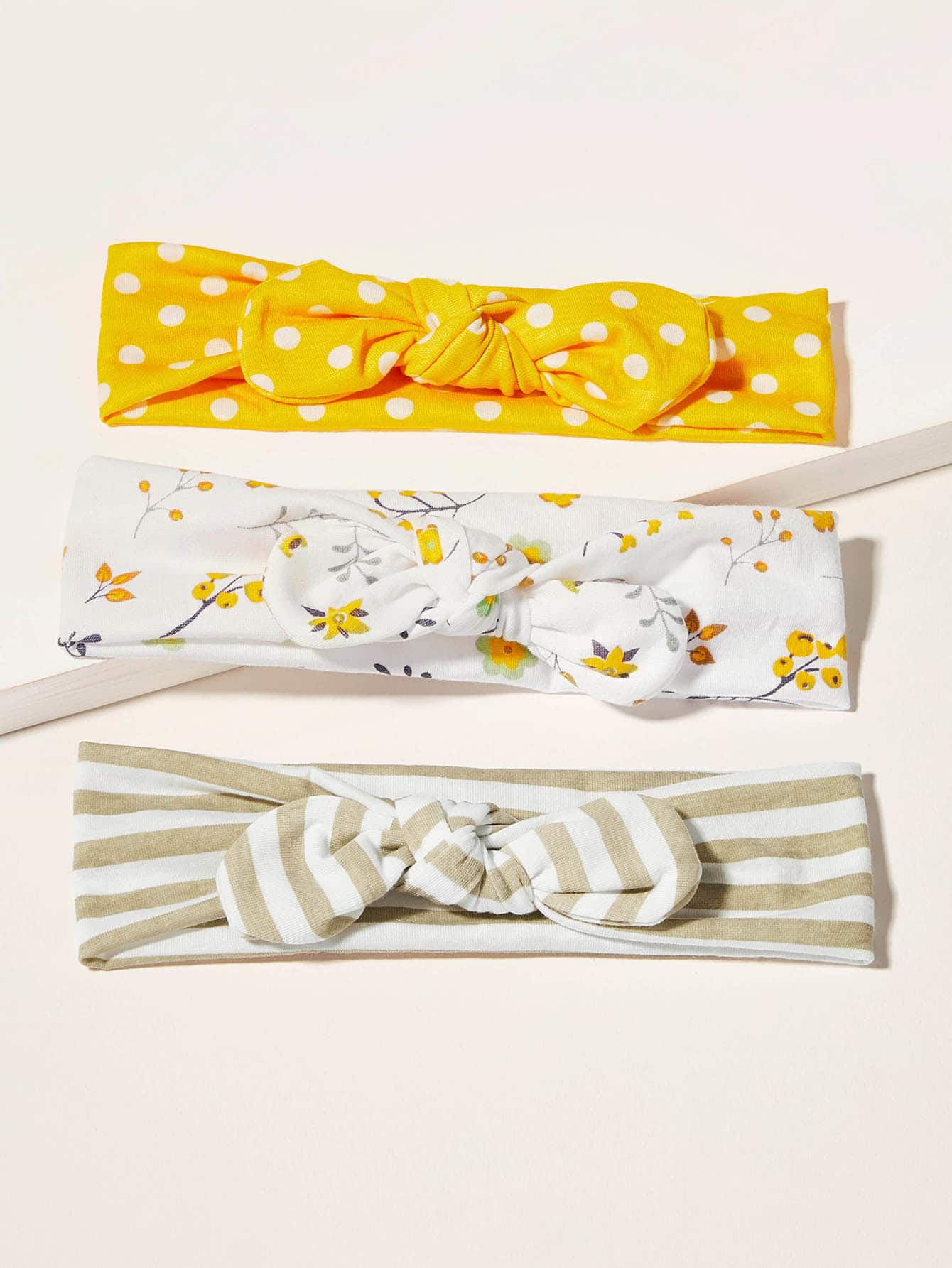 Kids Floral & Striped Knot Elastic Headband 3pack