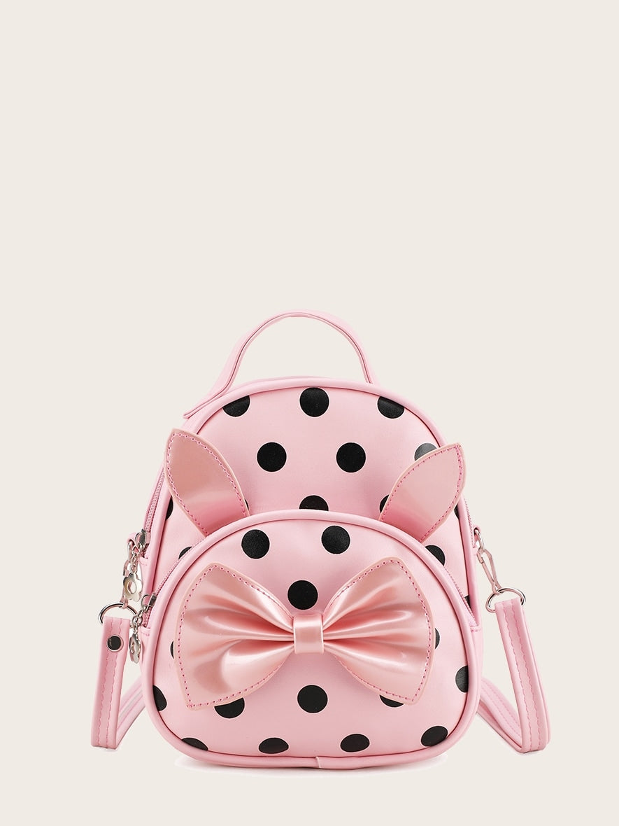 Kids Polka Dot Bow Decor Backpack