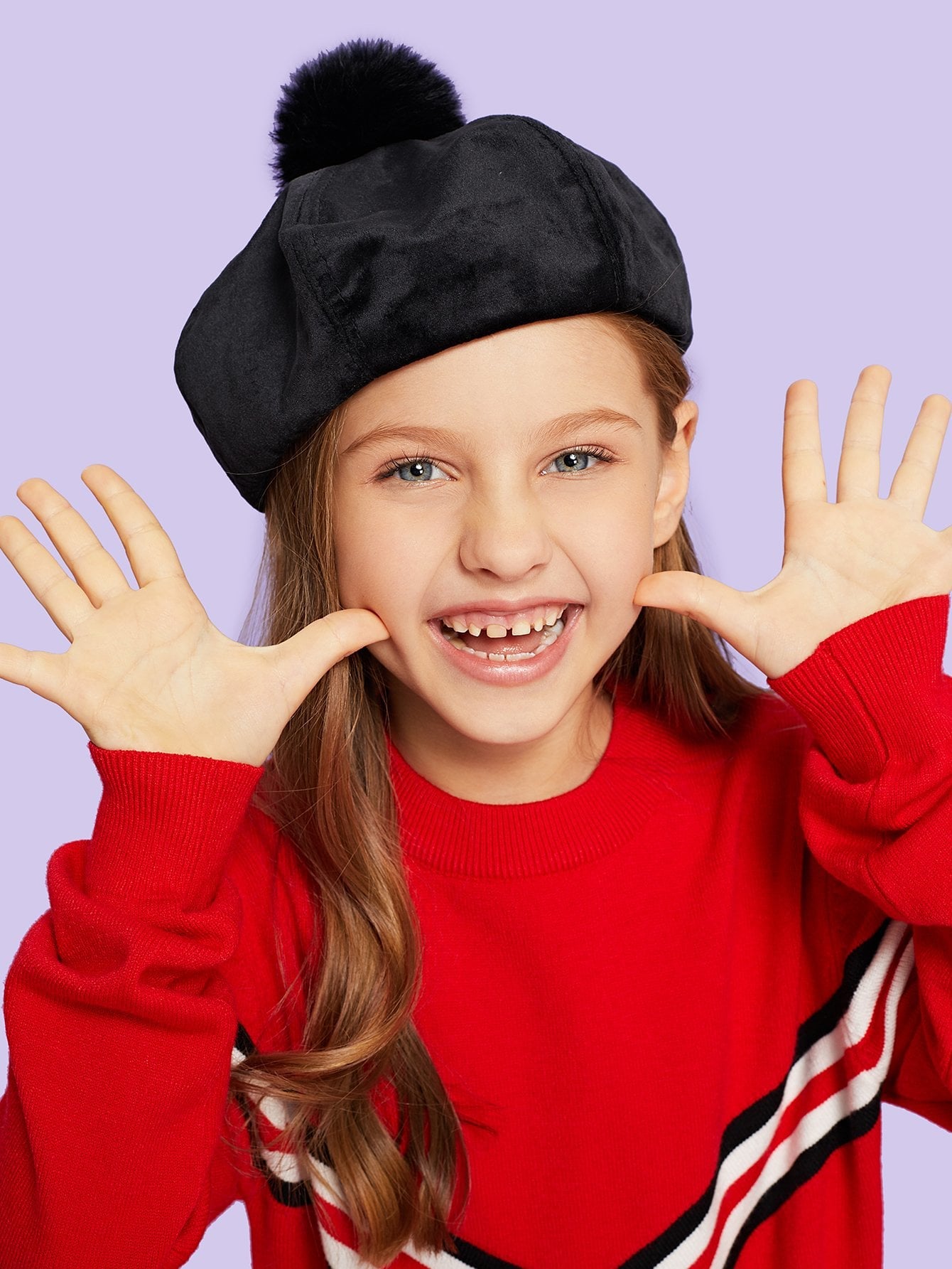 Kids Pom-pom Decorated Beret Cap