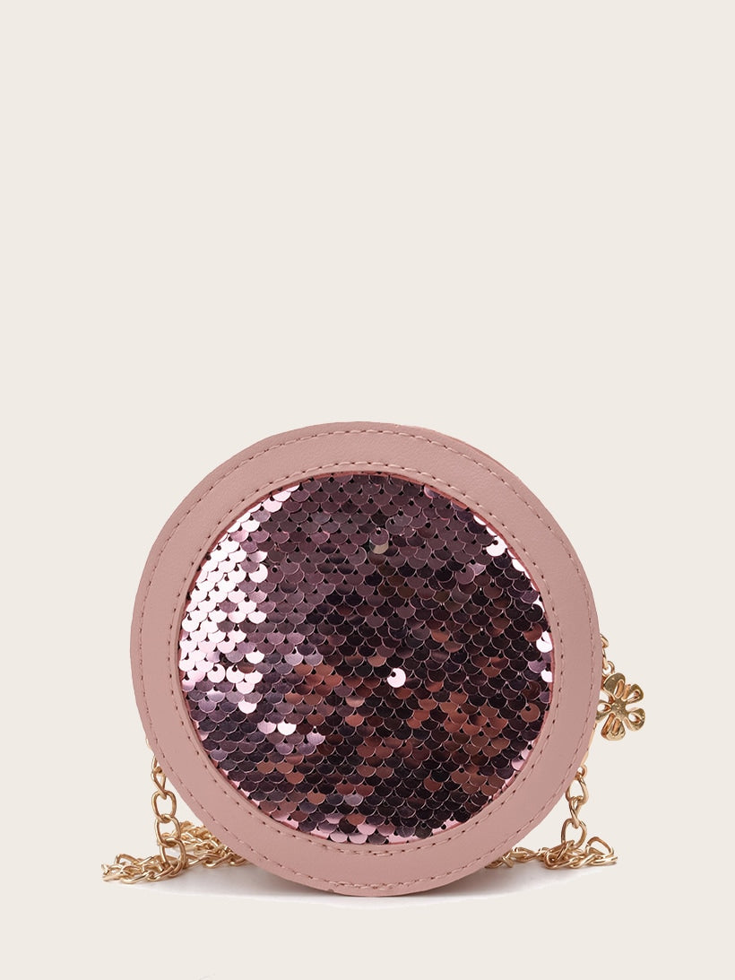 Kids Sequins Decor Round Shaped Bag