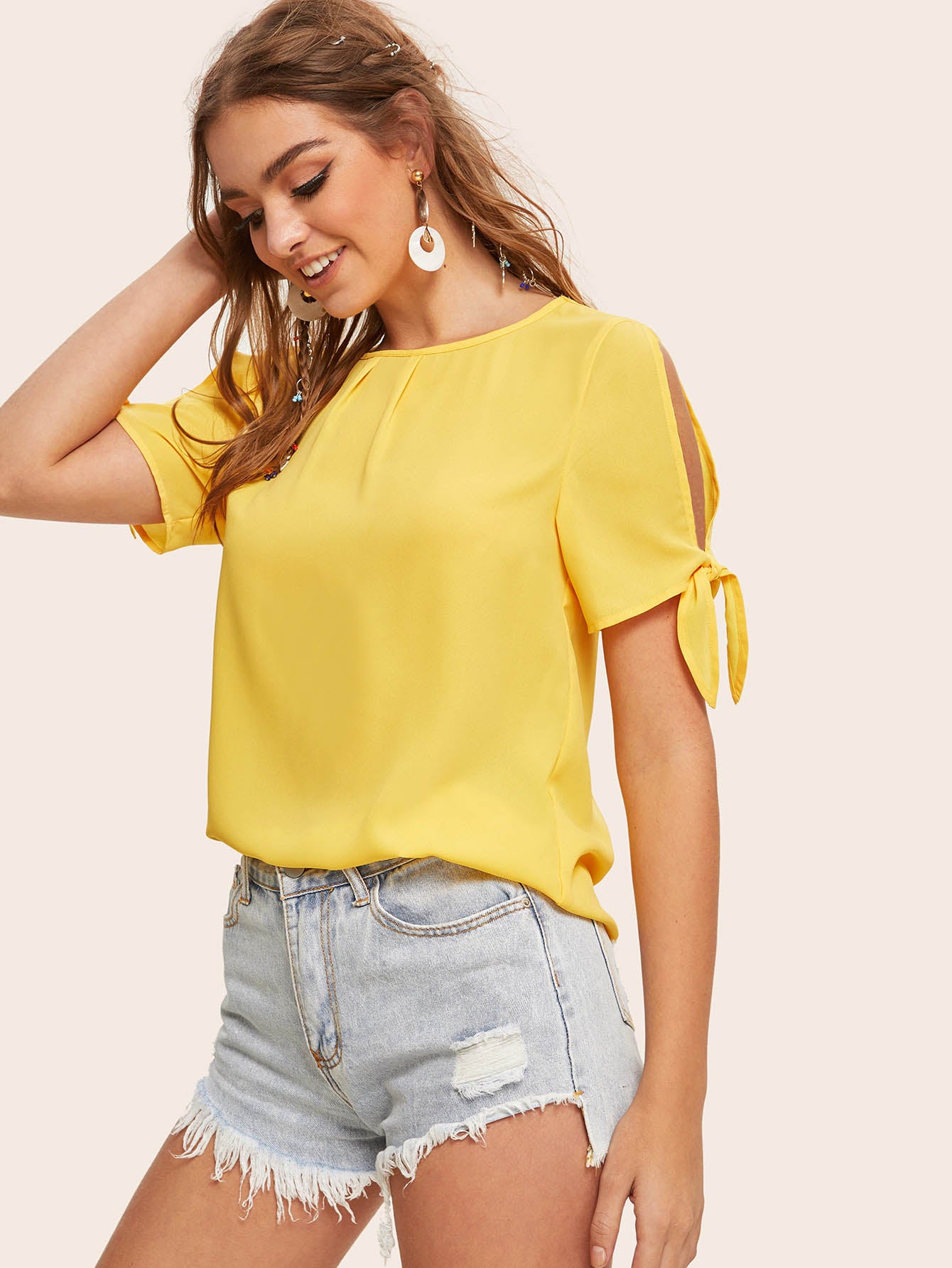 Knot Cuff Split Sleeve Top