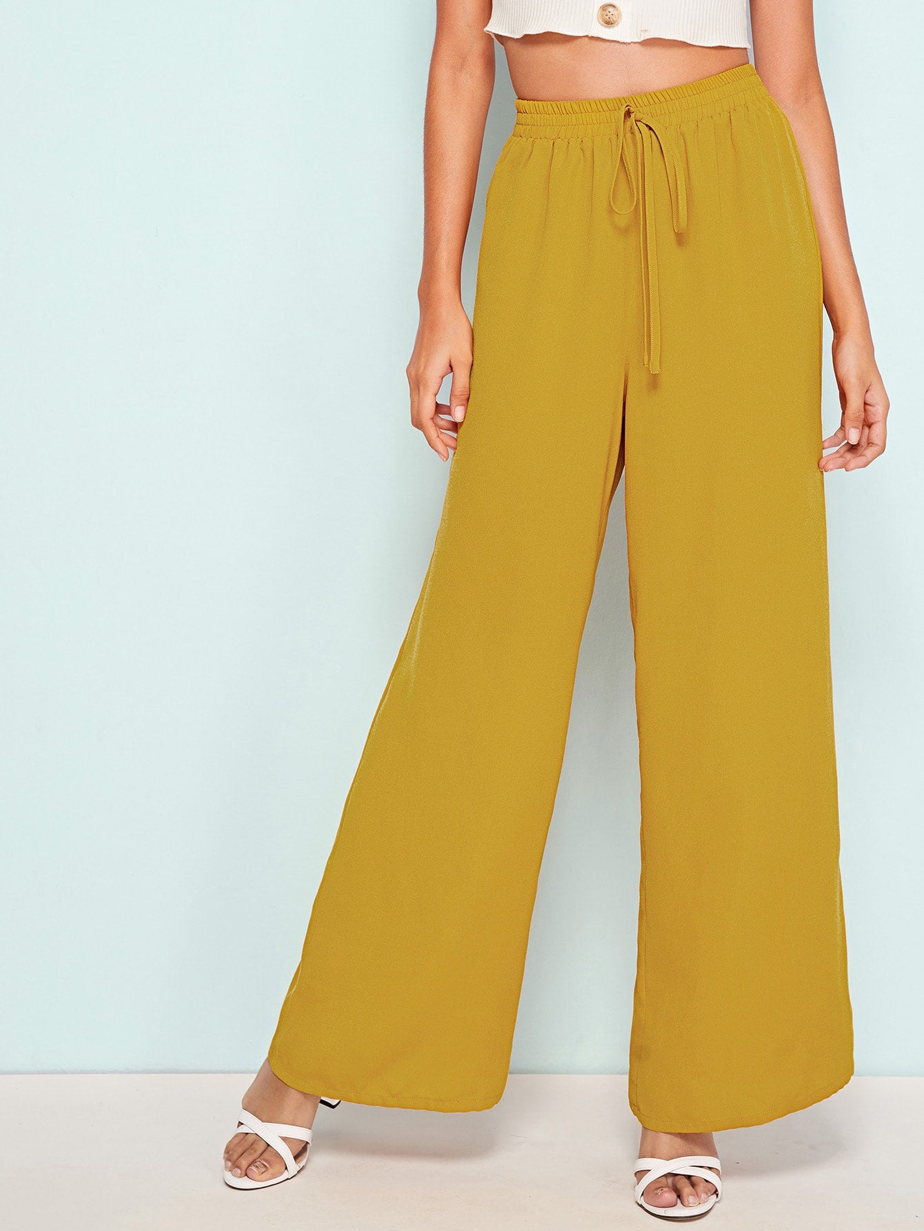 Knot Waist Wide Leg Pants