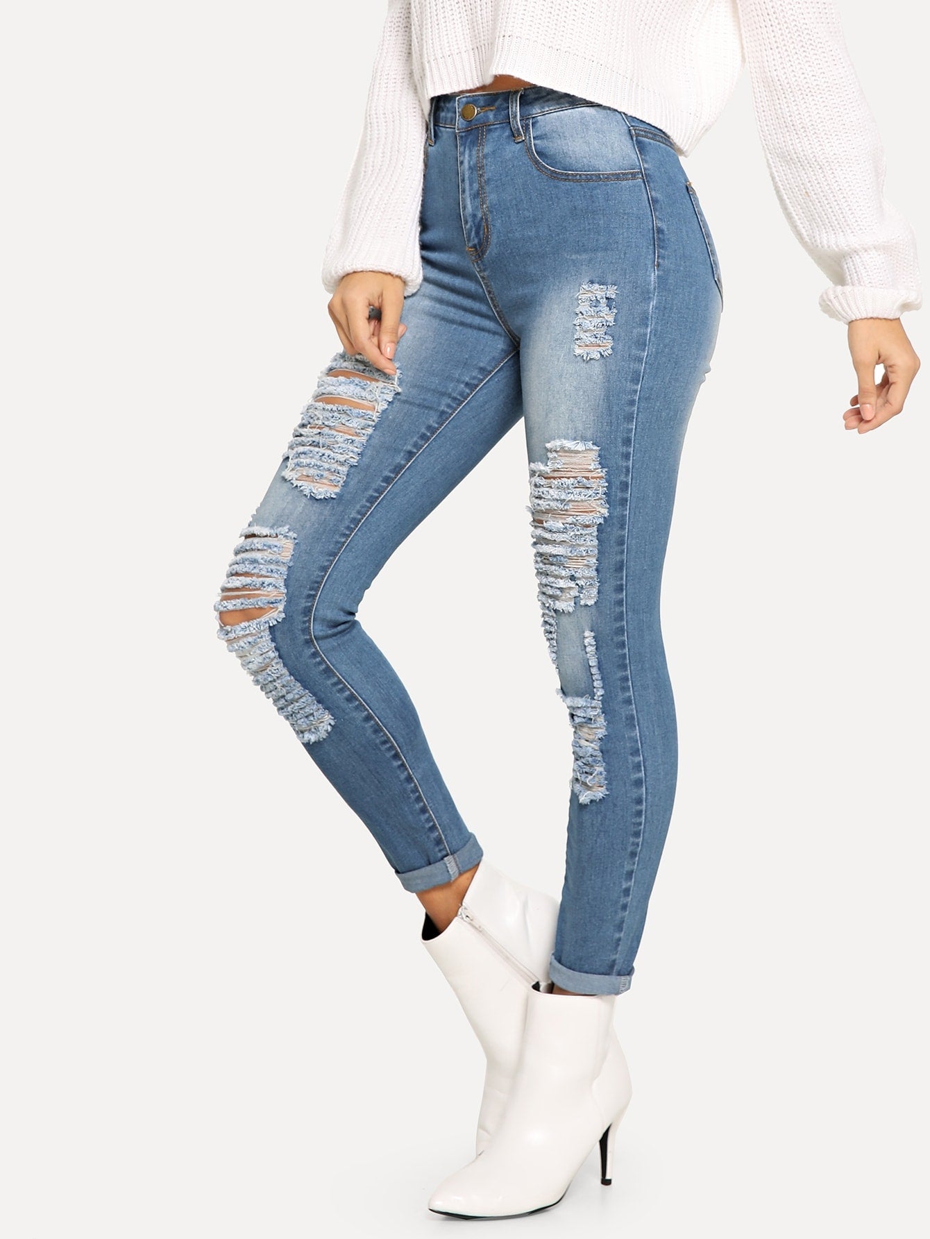 Ladder Distressed Jeans