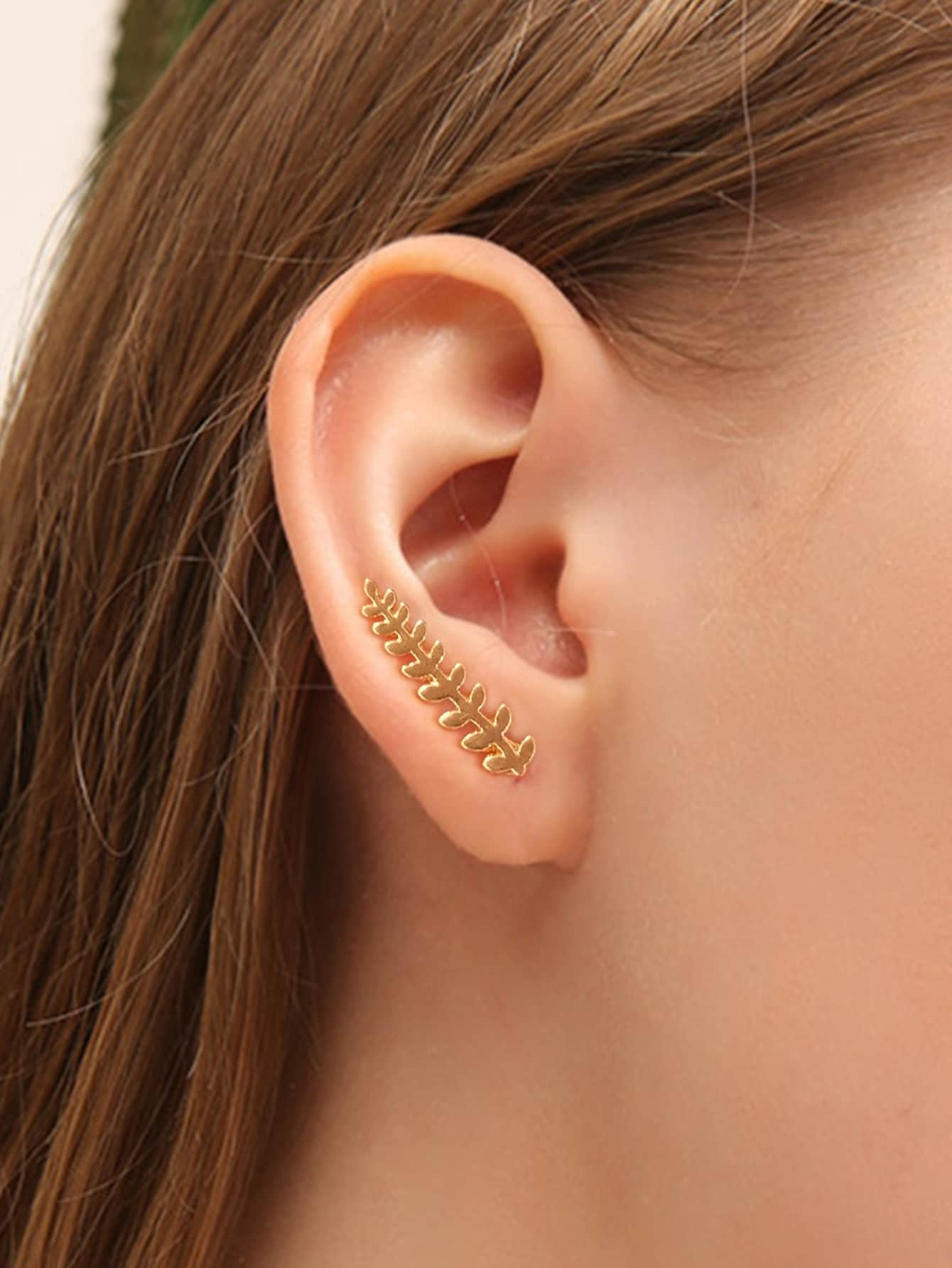 Leaf Ear Climber & Stud Earring 2pcs