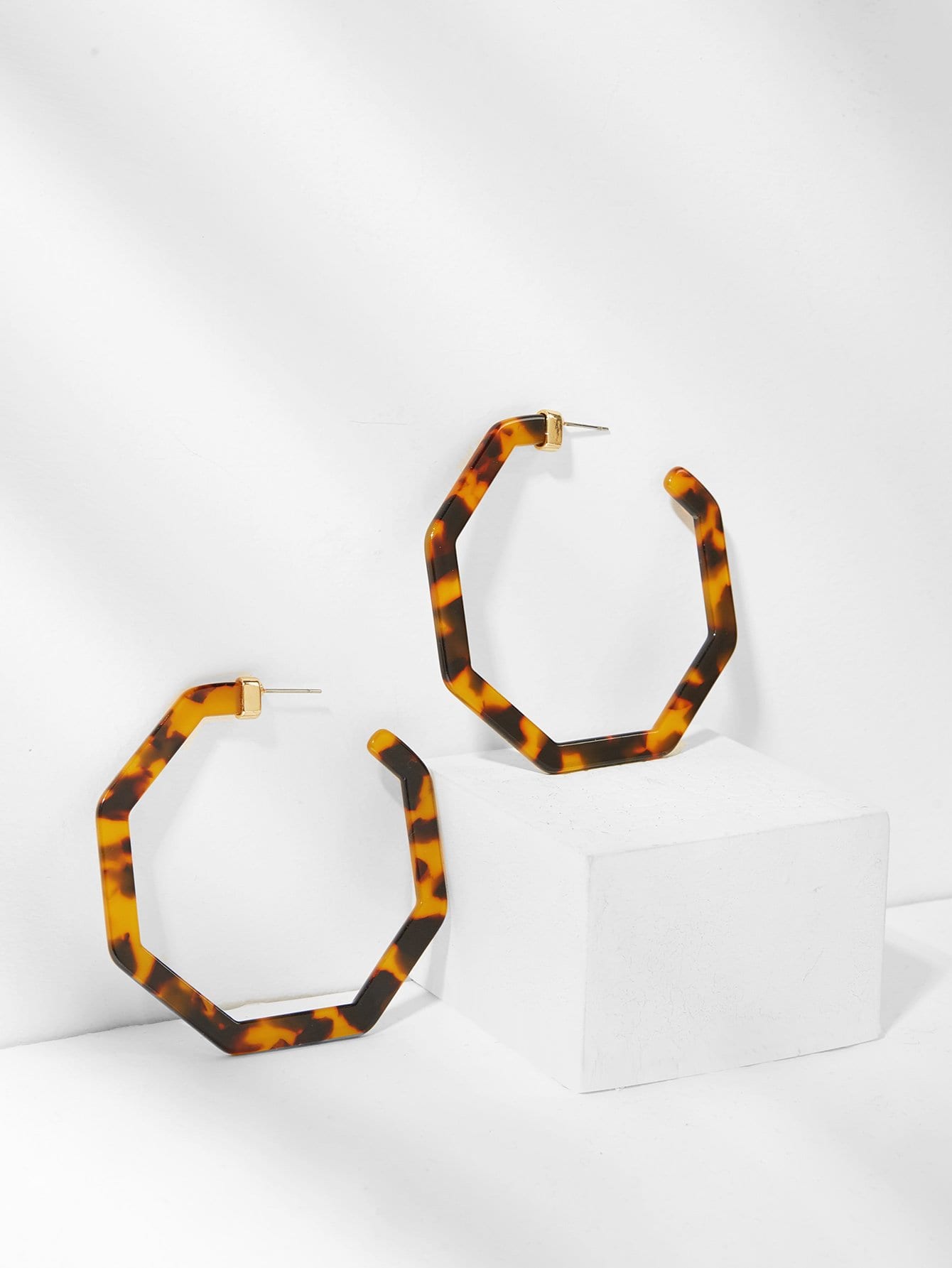 Leopard Pattern Geometric Hoop Earrings 1pair