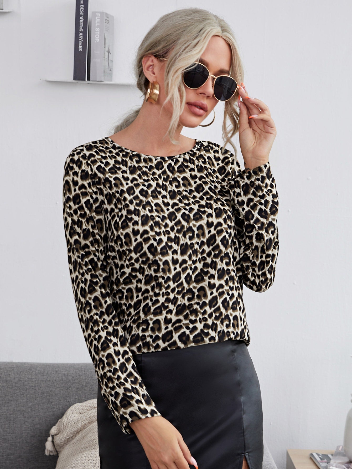 Leopard Round Neck Top