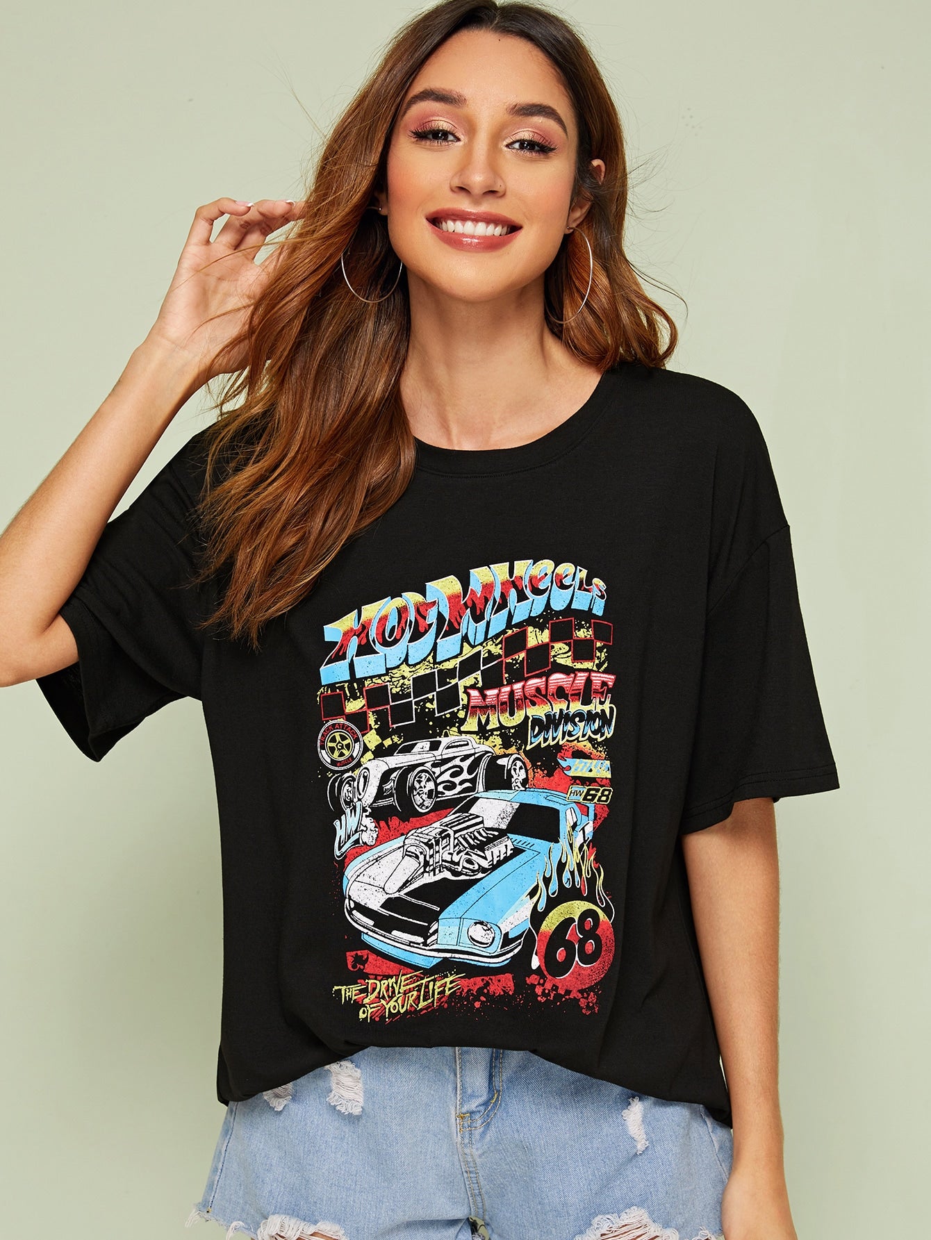 Letter And Car Print Tee