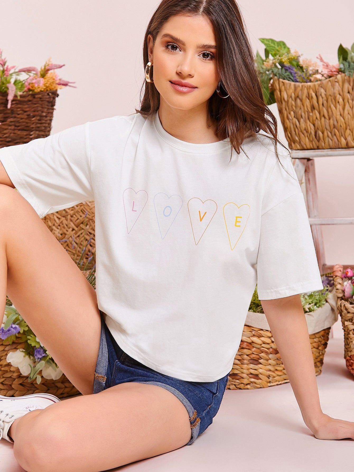 Letter and Heart Print Top