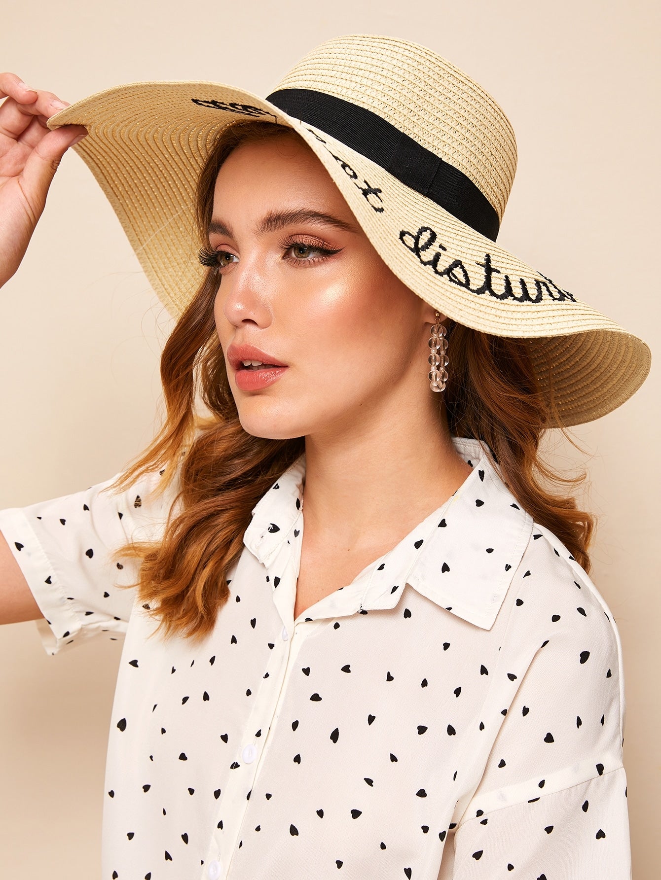 Letter Embroidery Floppy Hat