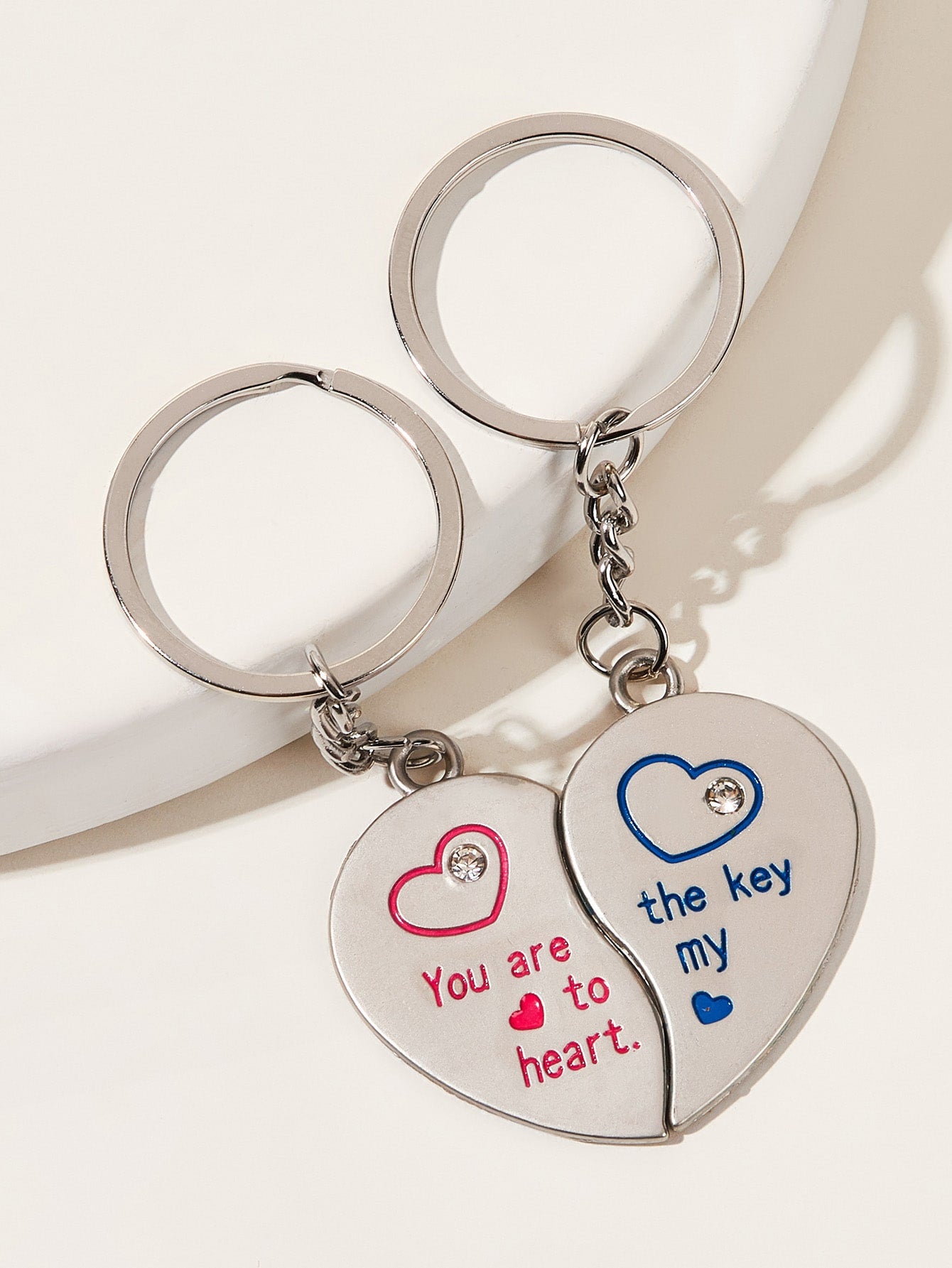 Letter Engraved Heart Charm Keychain