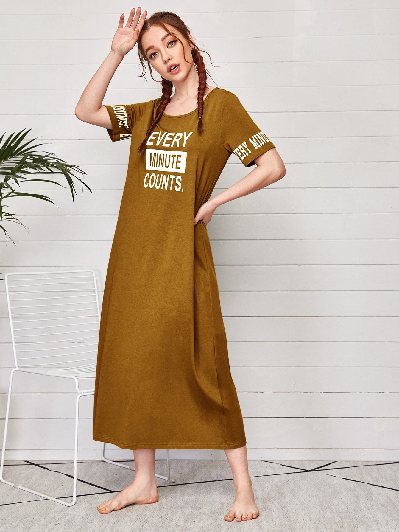 Letter Graphic Tee Night Dress