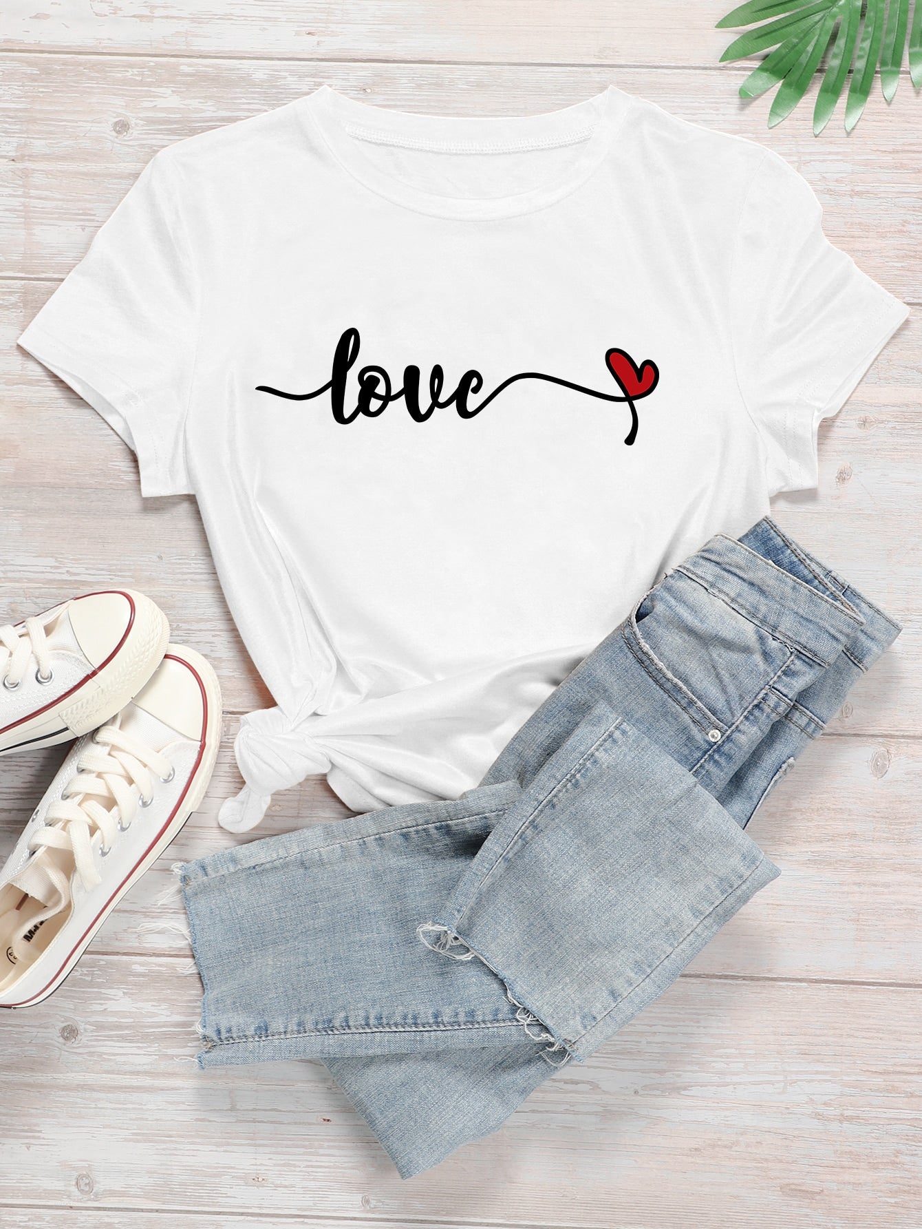 Letter & Heart Print Tee