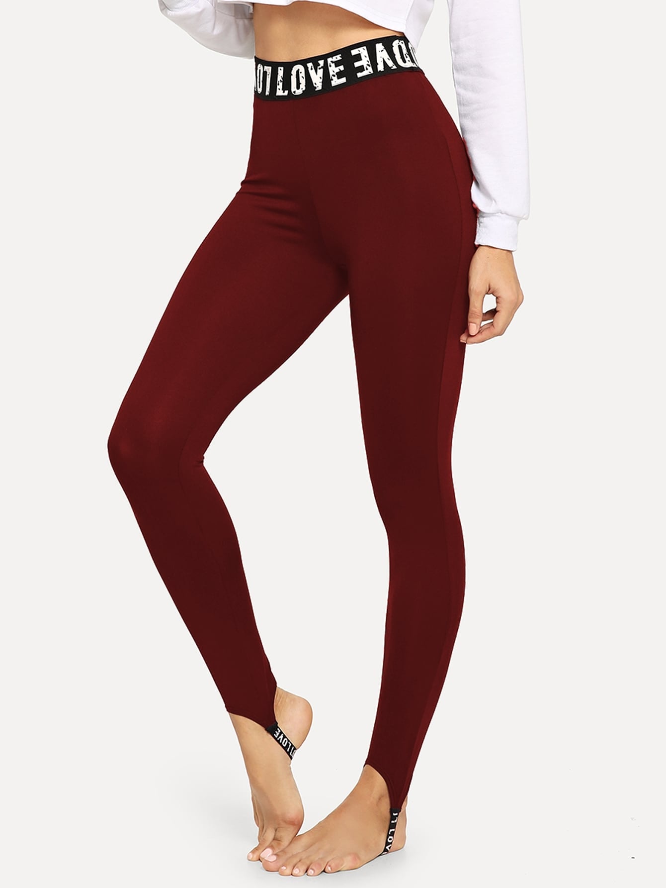 Letter Print Waist Leggings