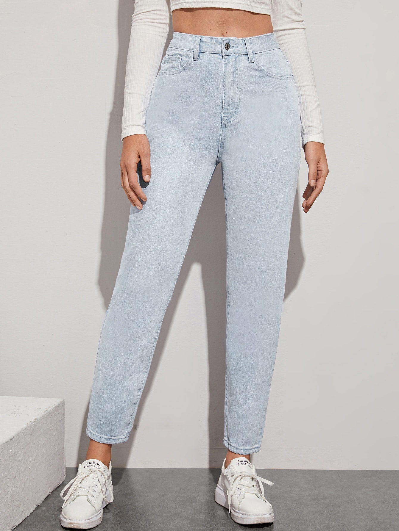 Light Wash High-Waisted Mom Jeans