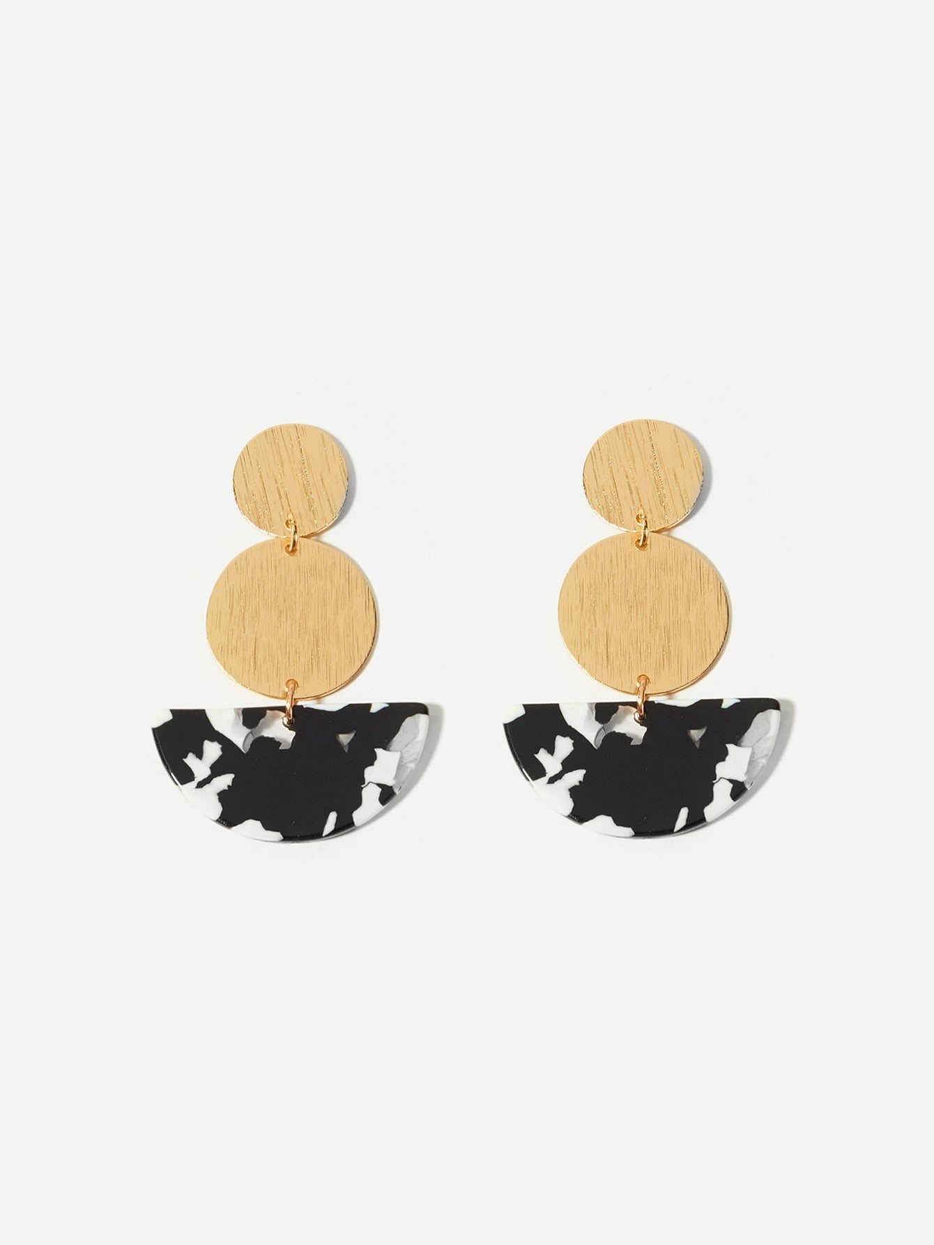 Marble Pattern Detail Round Drop Earrings 1pair