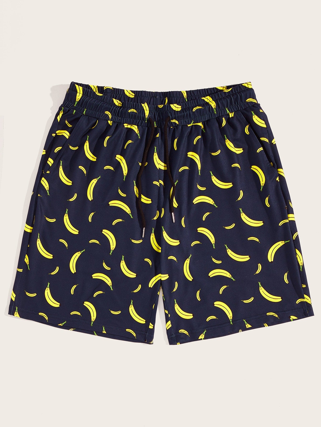 Men Allover Banana Print Slant Pocket Shorts