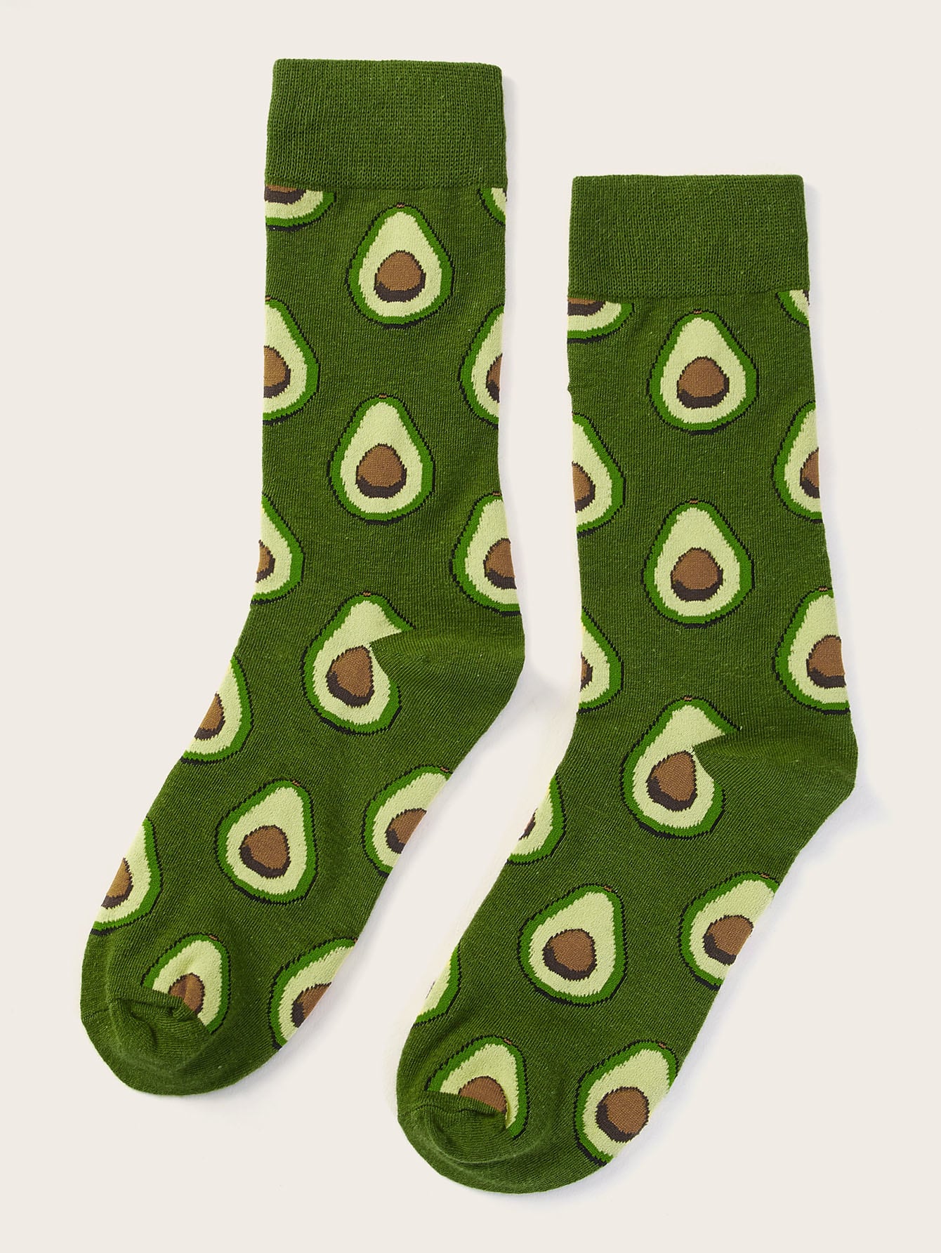 Men Avocado Pattern Calf Length Socks