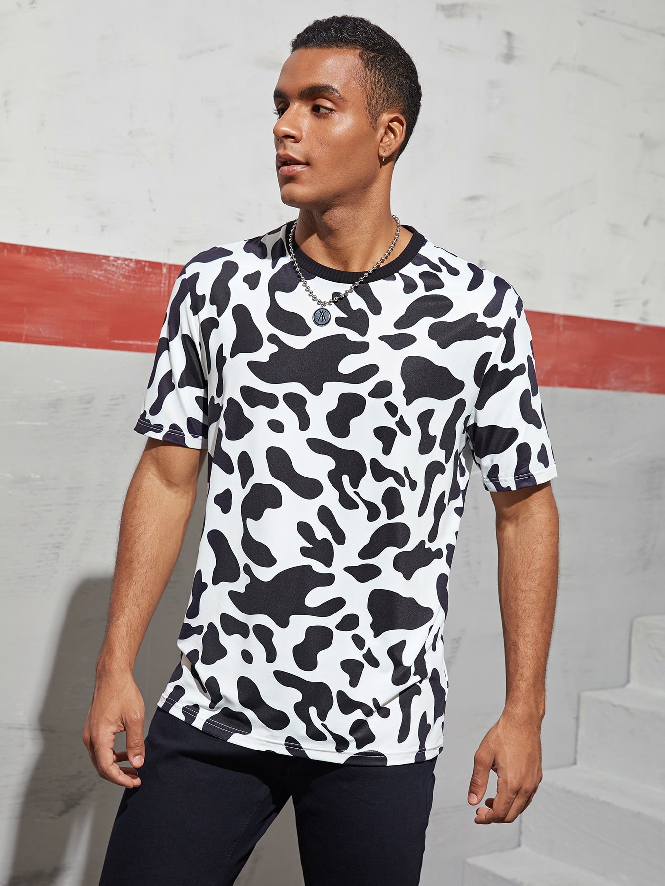 Men Cow Print Tee