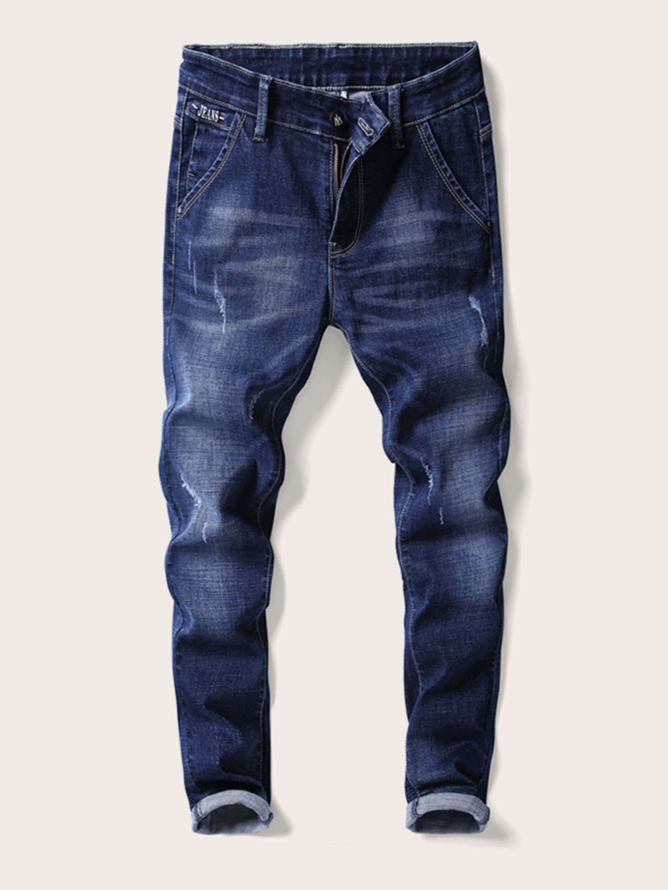 Men Dark Wash Ripped Jeans