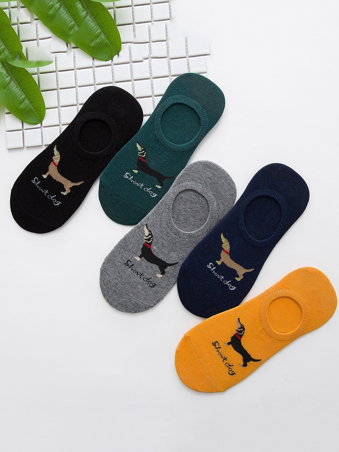 Men Dog Invisible Socks 5pairs