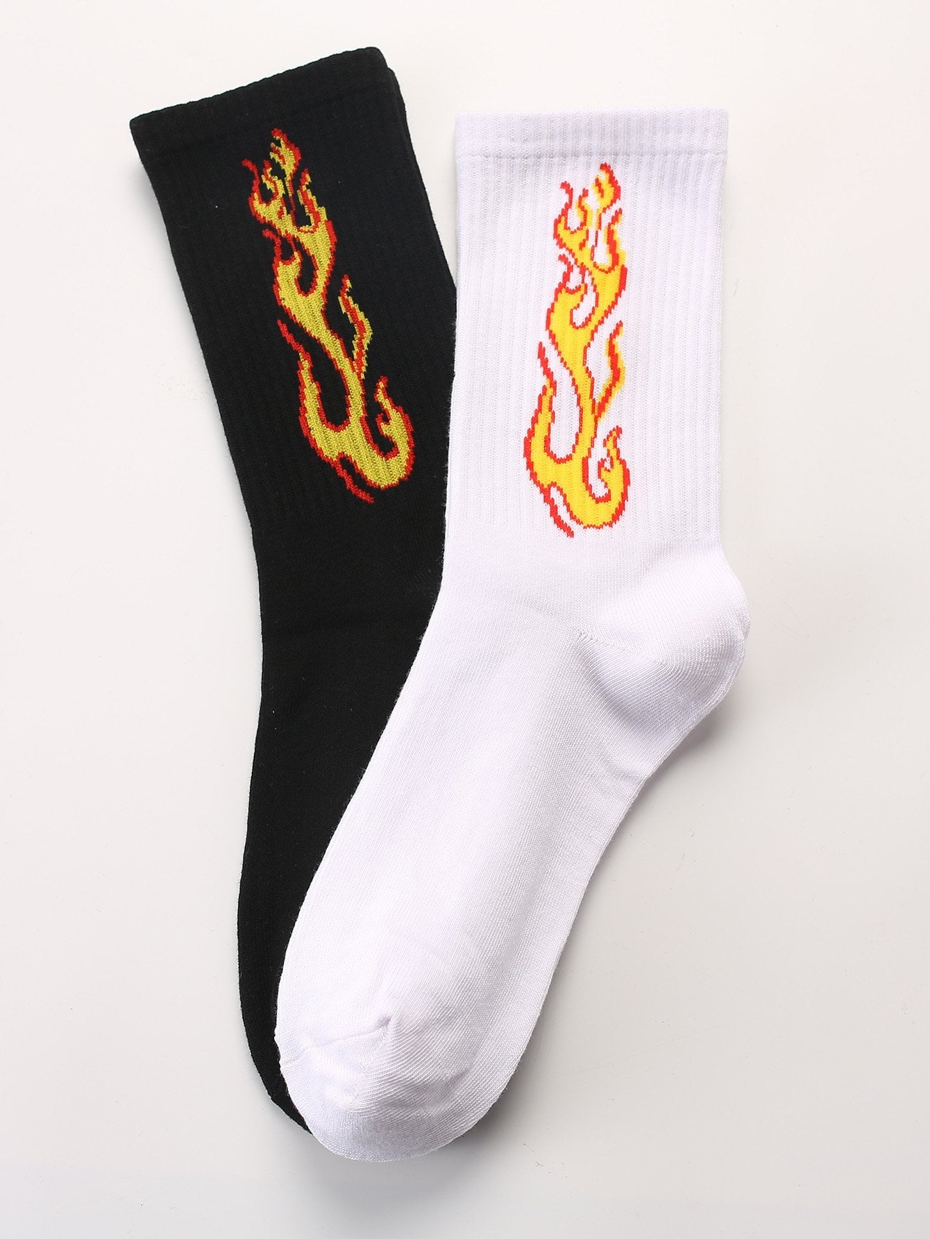 Men Flame Print Socks 2pairs