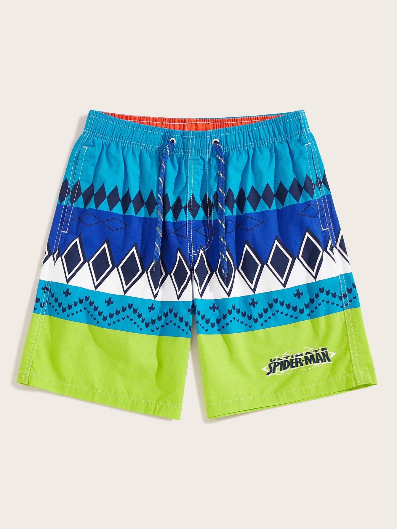 Men Geo Print Drawstring Waist Bermuda Shorts