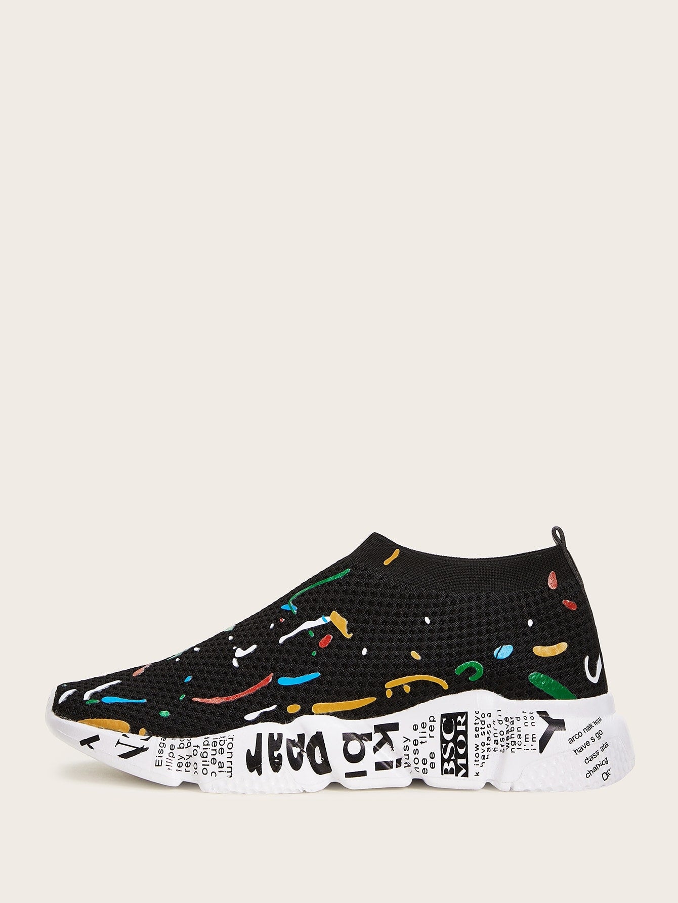 Men Graffiti Print Slip On Trainers