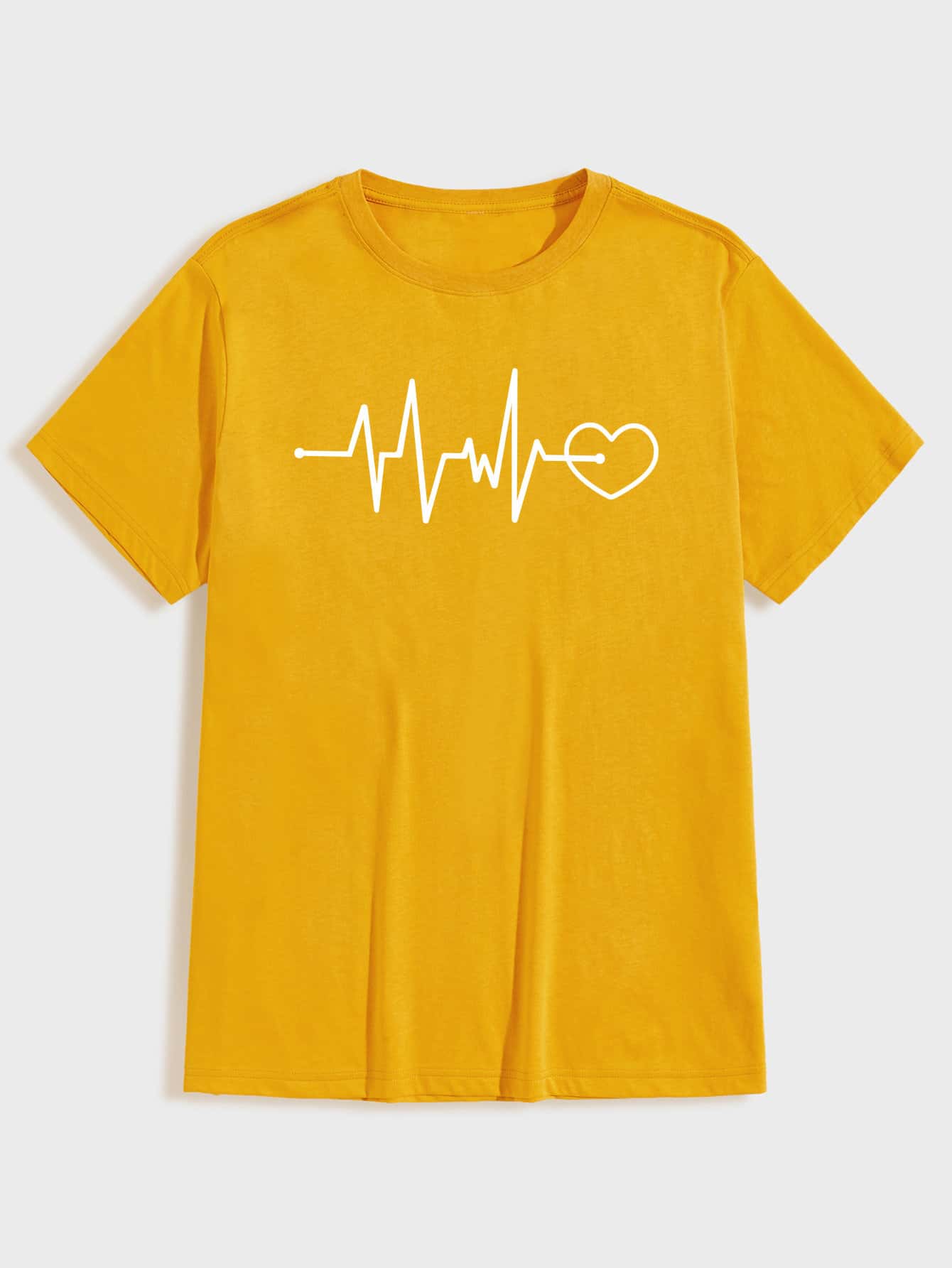 Men Heart Graphic Round Neck Tee