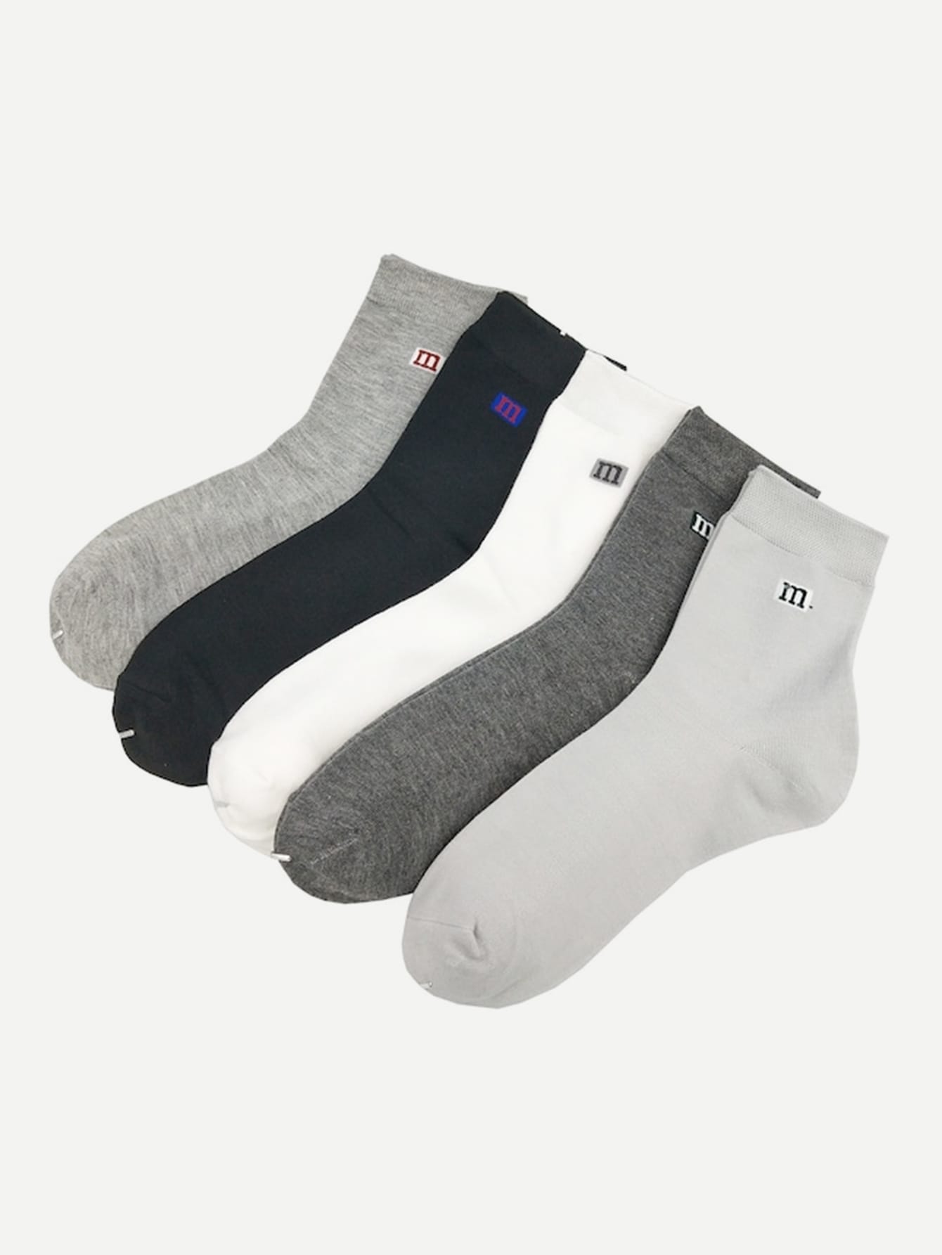 Men Letter Detail Socks 5pairs