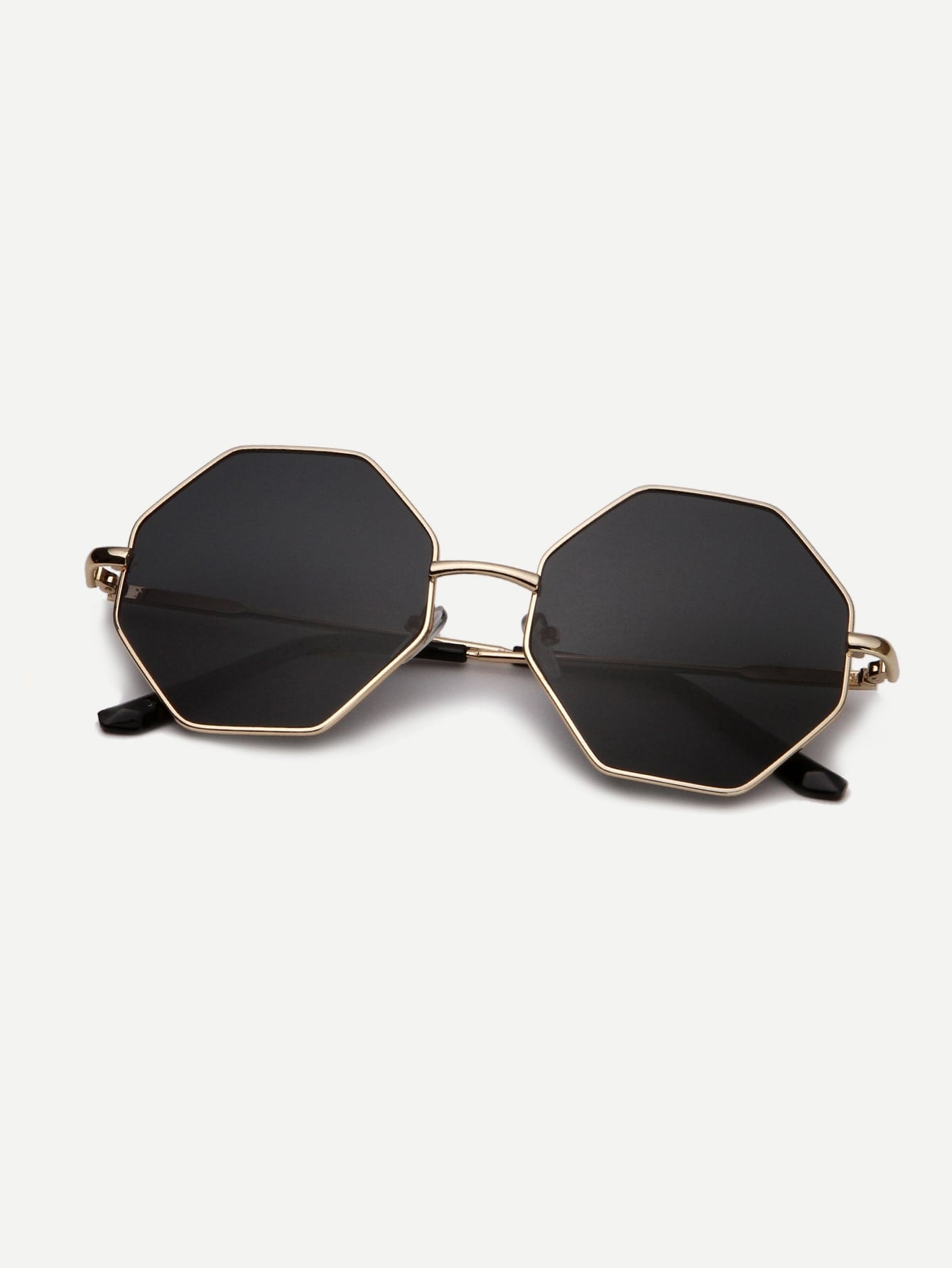 Men Metal Frame Polygon Lens Sunglasses