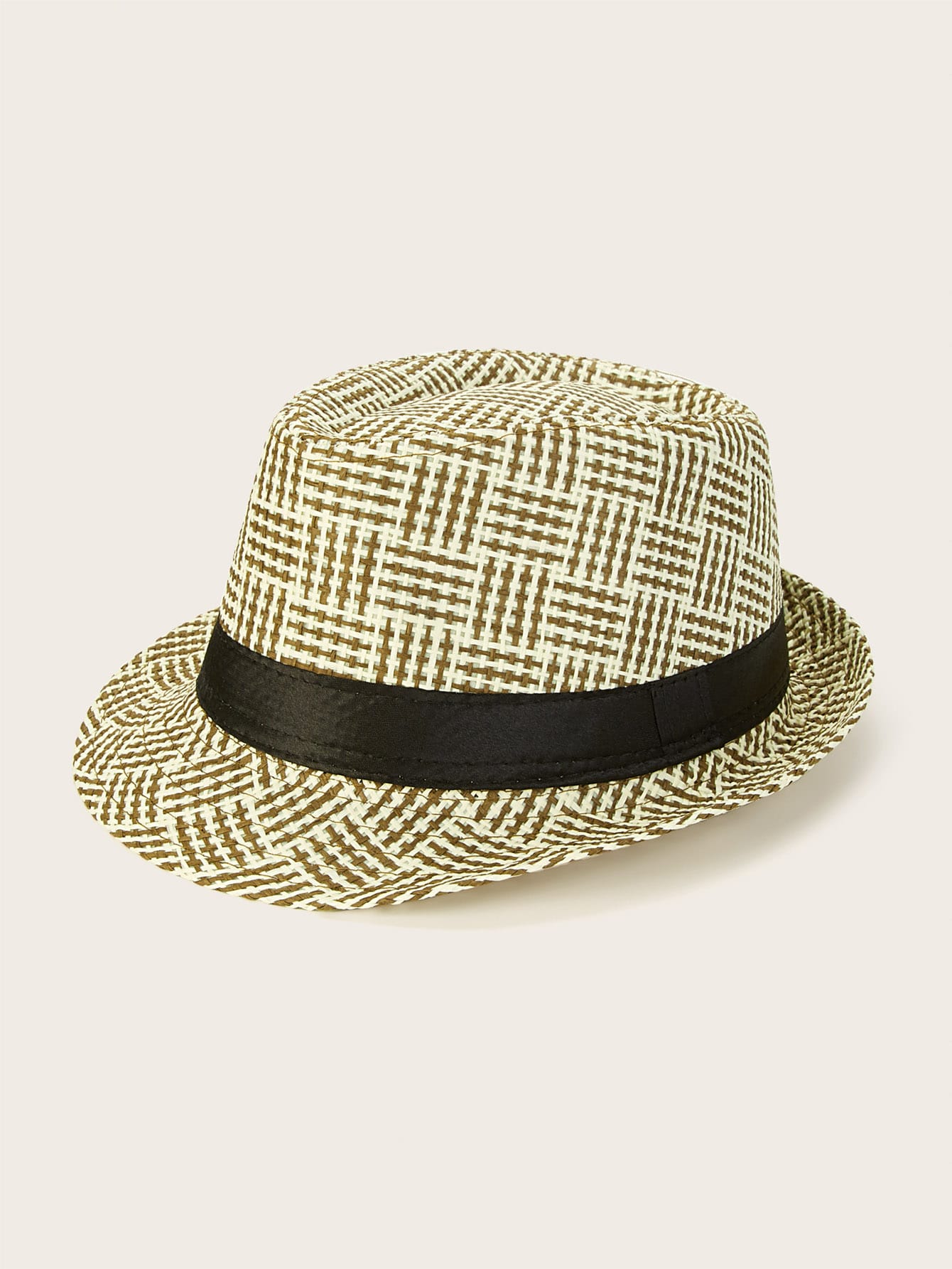 Men Plaid Woven Fedora