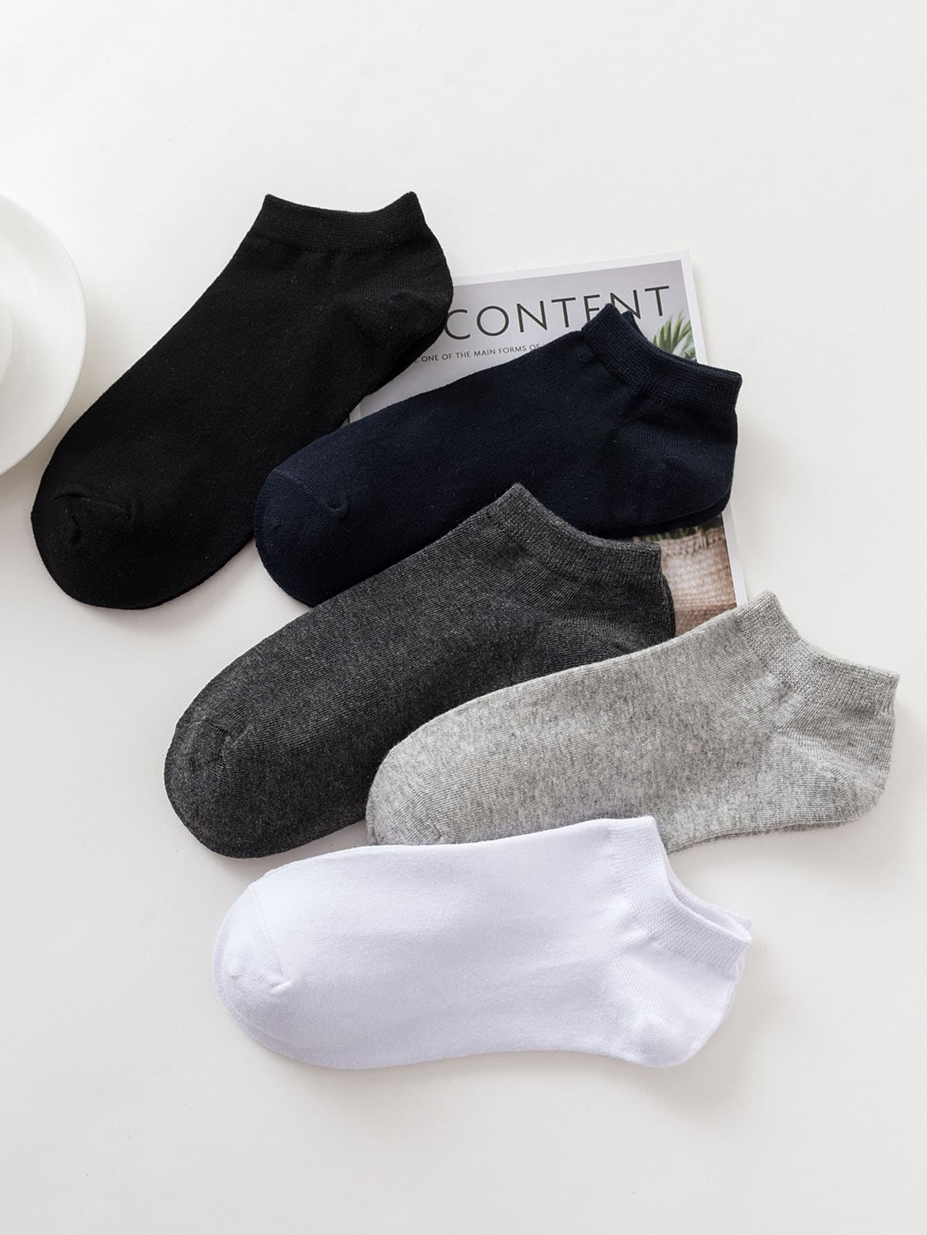 Men Plain Ankle Sock 5pairs