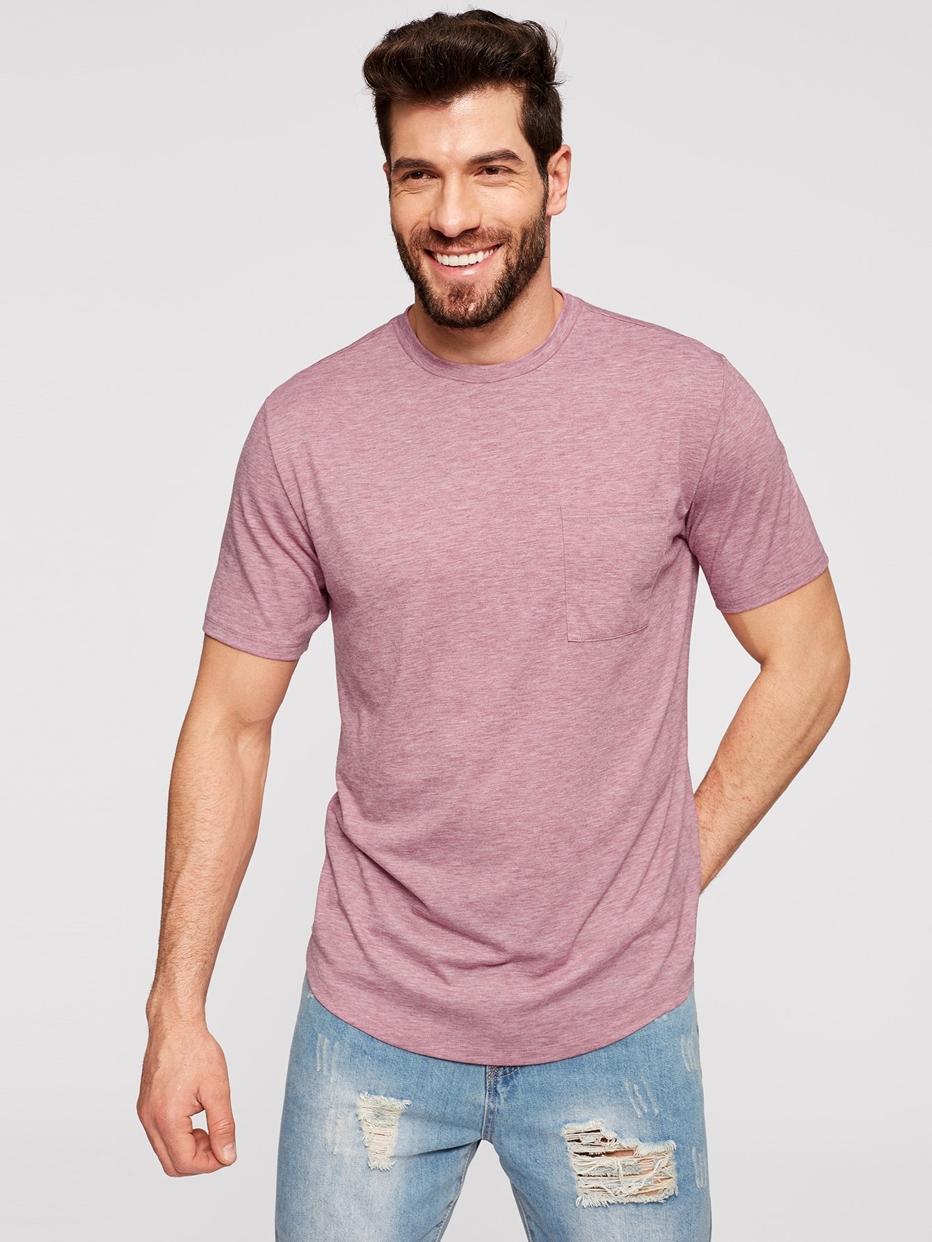 Men Pocket Patched Heathered Tee