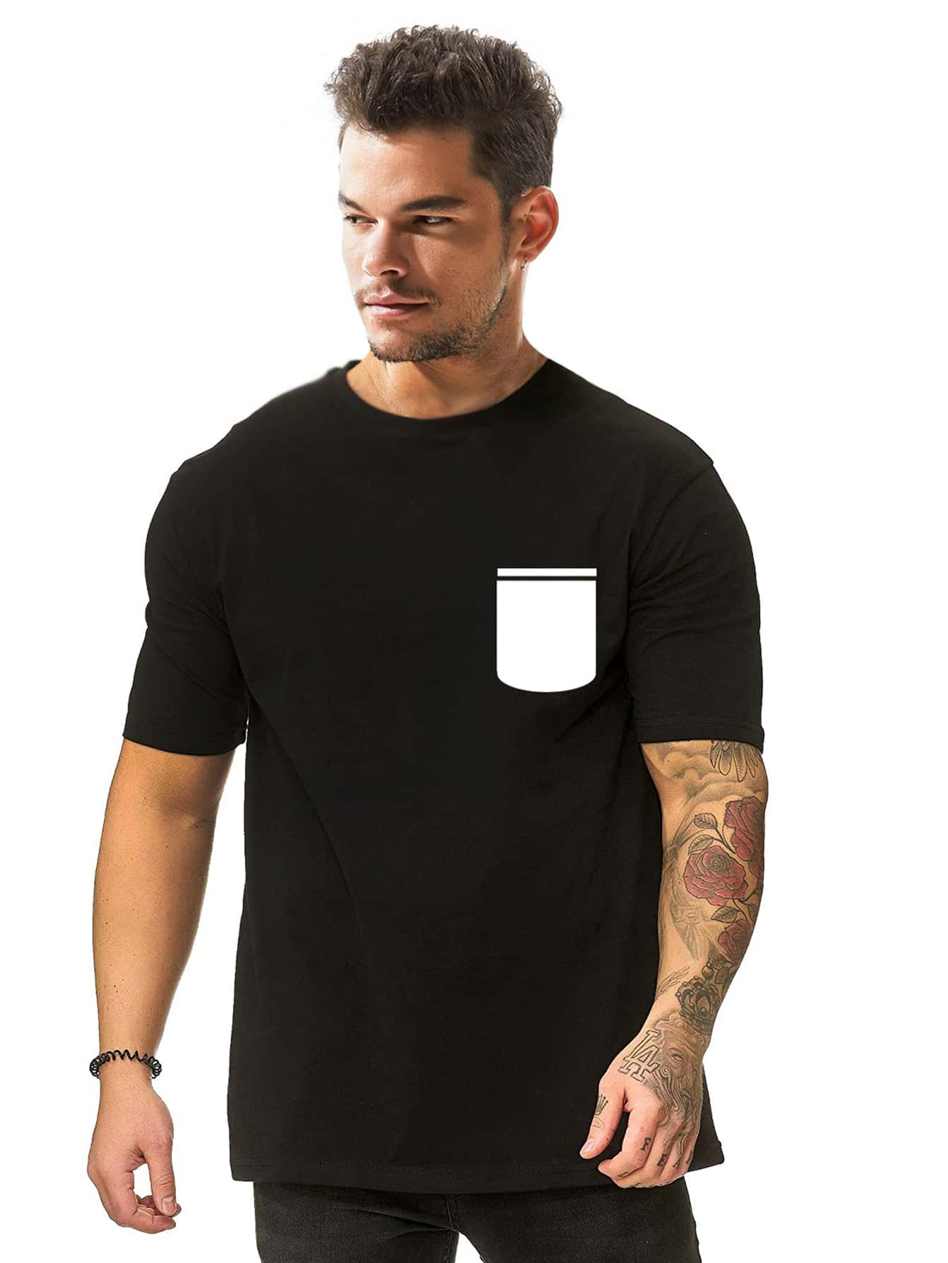 Men Pocket Print Short Sleeve Tee