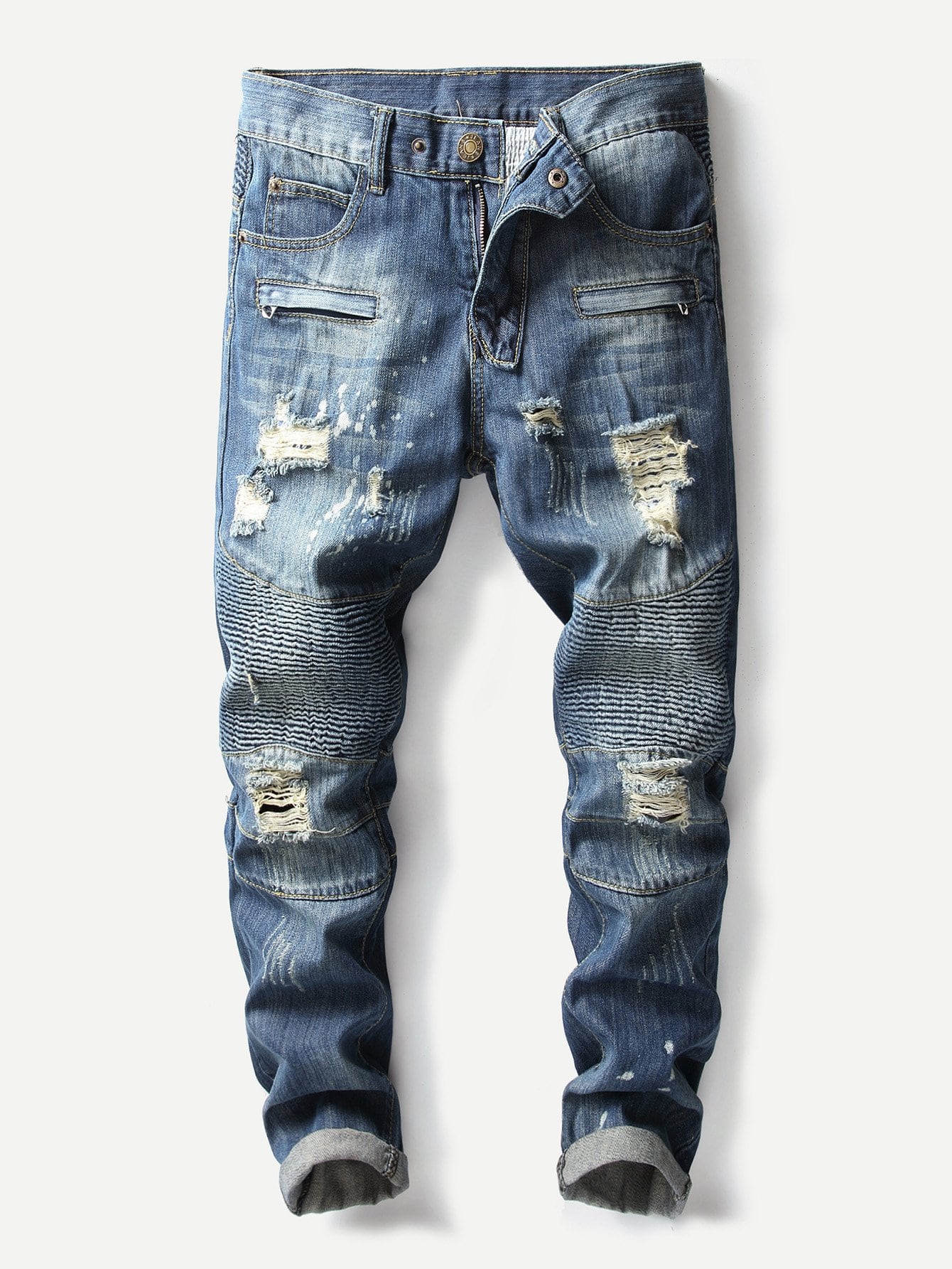 Men Ripped Biker Jeans