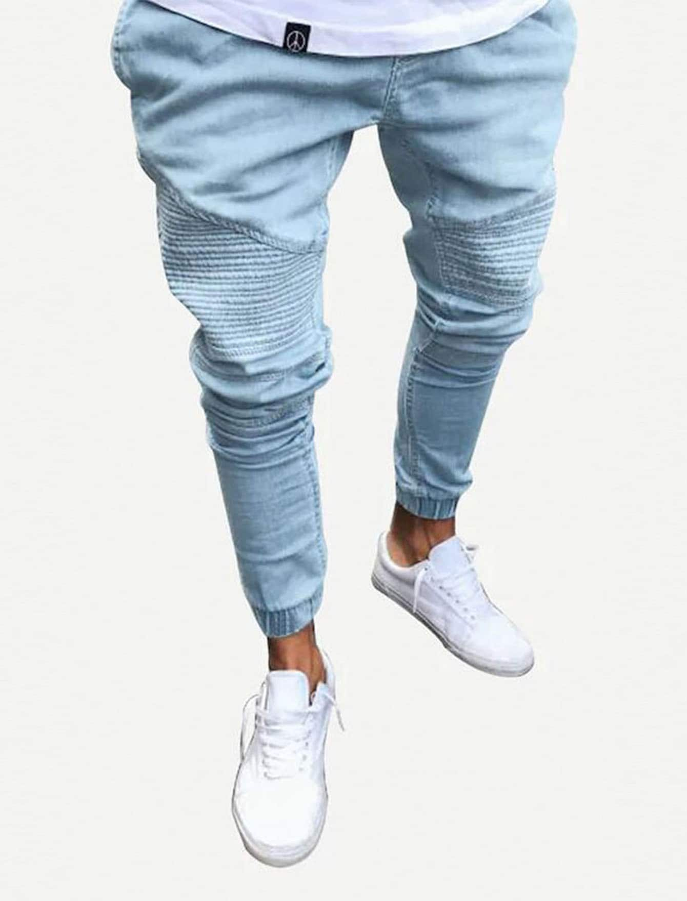 Men Ruched Detail Solid Jeans