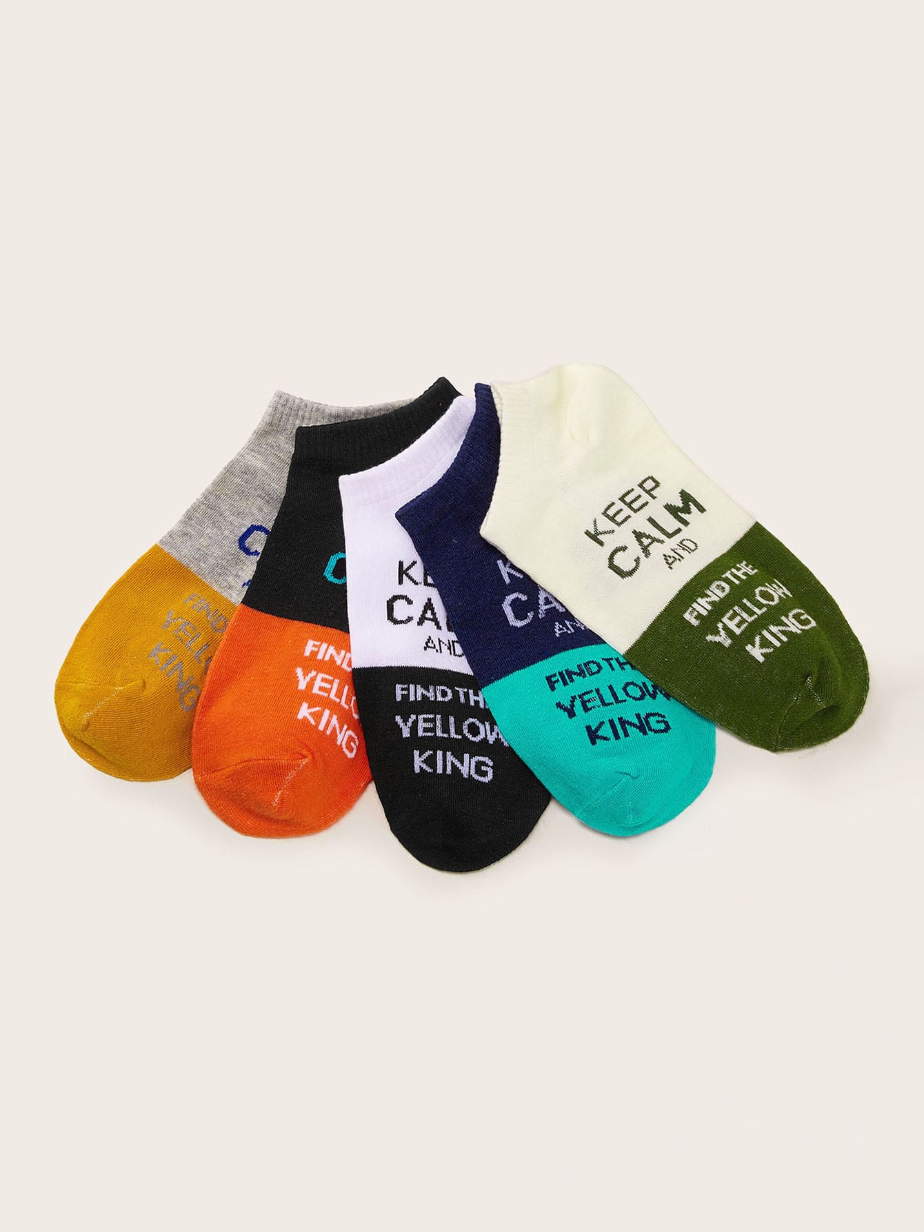 Men Slogan Pattern Ankle Socks 5pairs