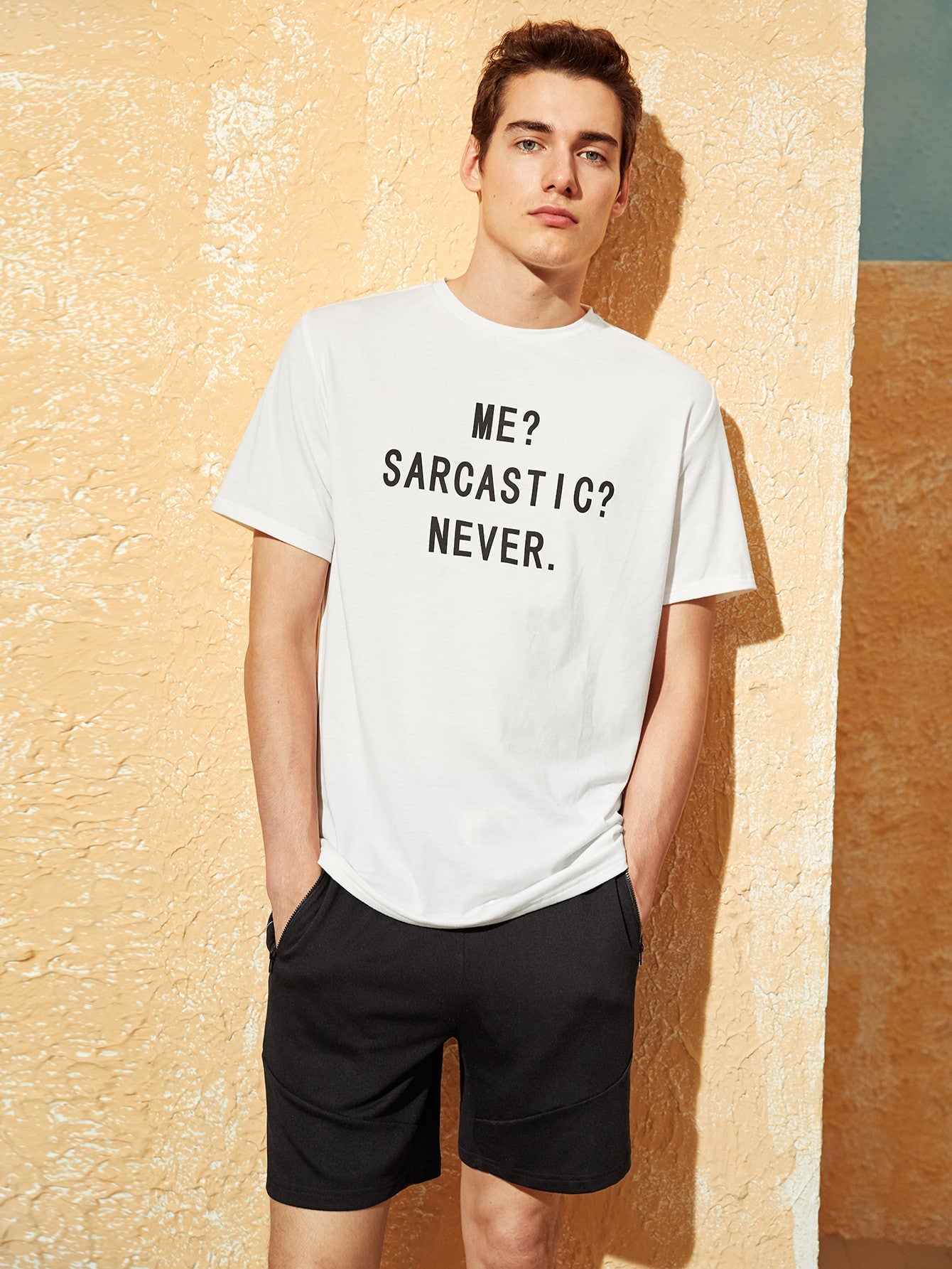 Men Slogan Print Tee