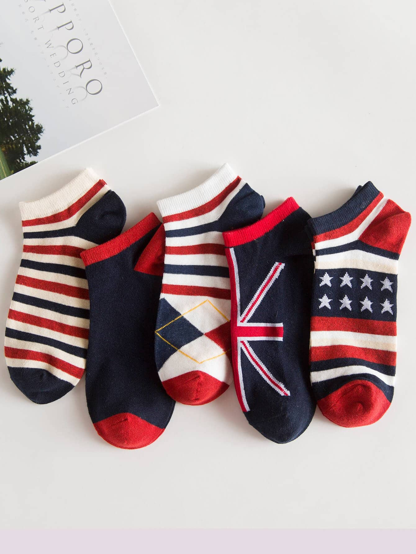 Men Striped & Star Socks 5pairs