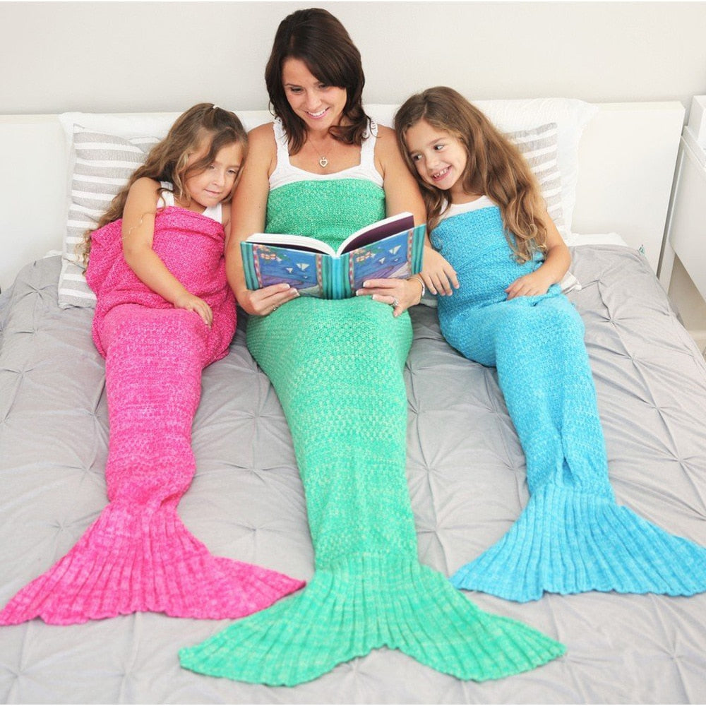 Mermaid Blanket For Adult Super Soft All Seasons Sleeping Knitted Blankets.