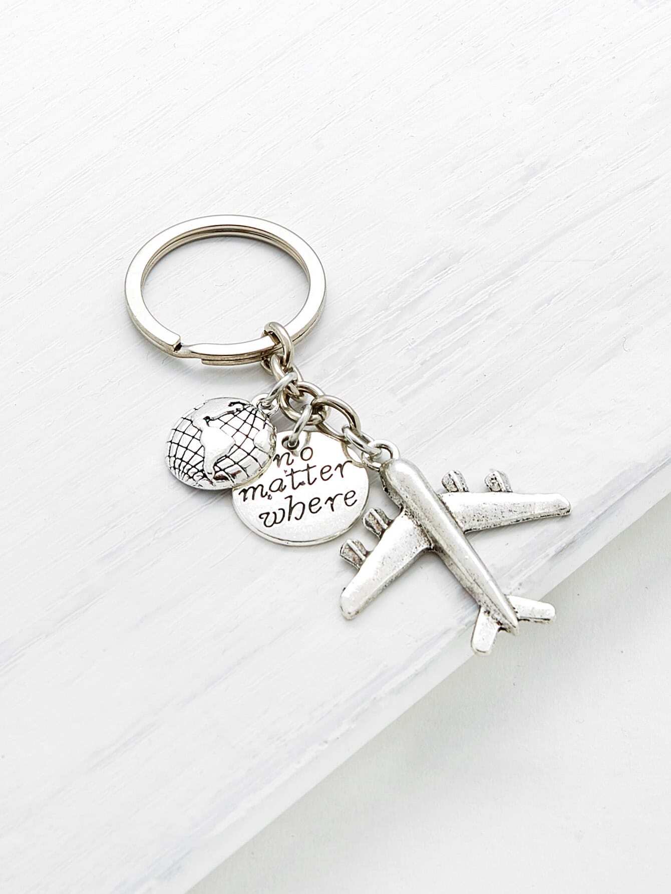 Mini Metal Aircraft Decorated Keychain