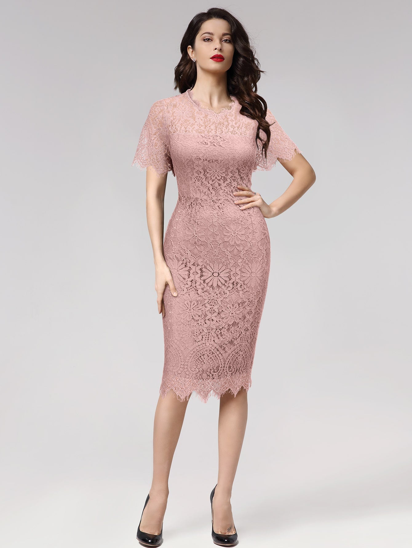 Miusol Zip Back Lace Bodycon Dress