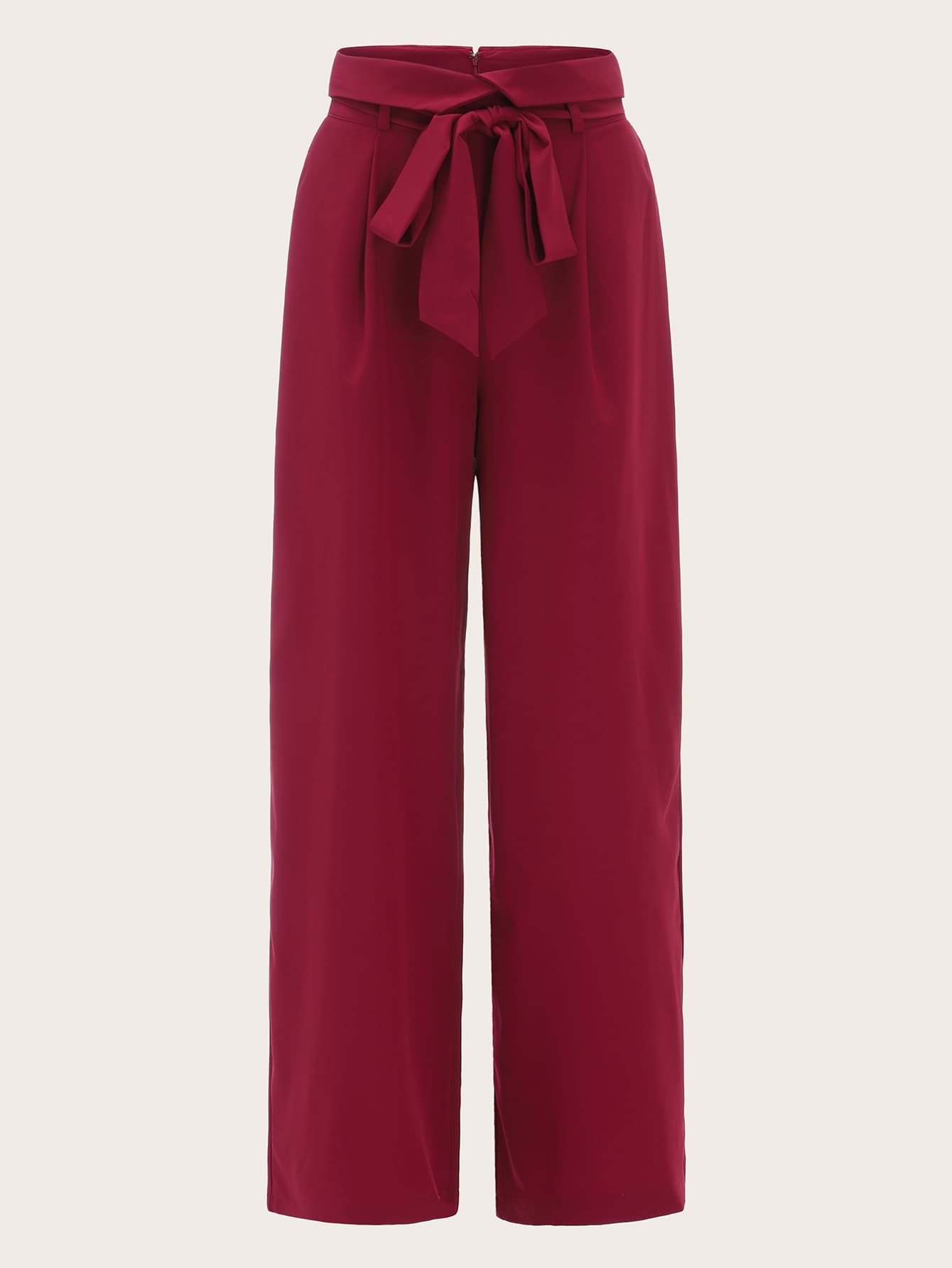 Notch Wide Waist Self Belted Palazzo Pants