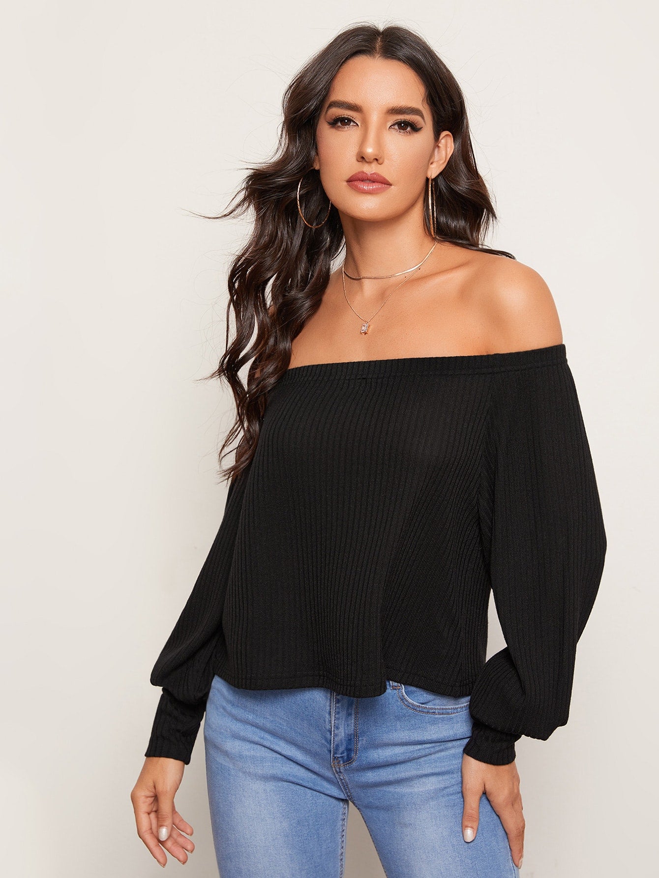 Off Shoulder Solid Top