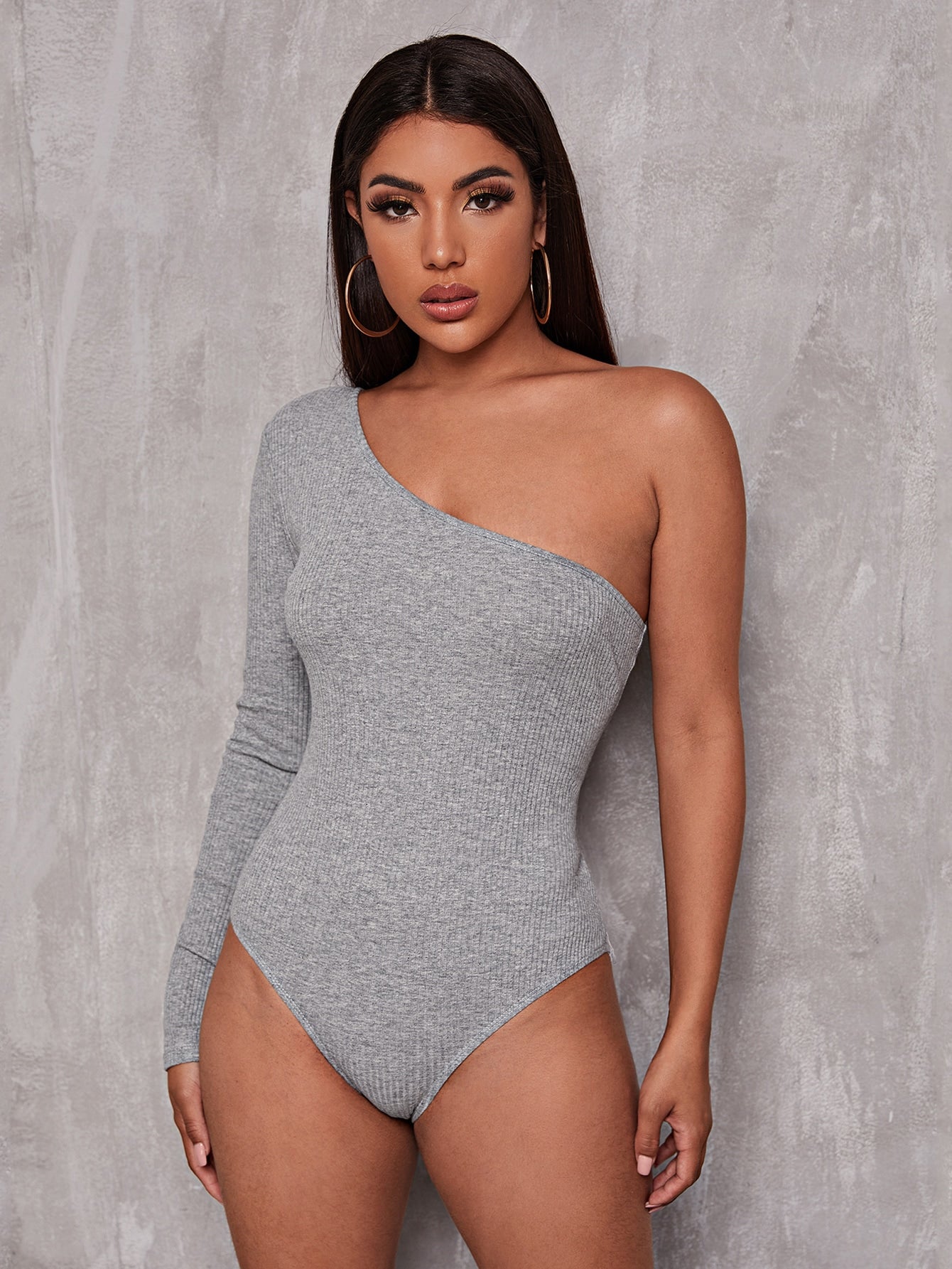 One Shoulder Rib-knit Bodysuit