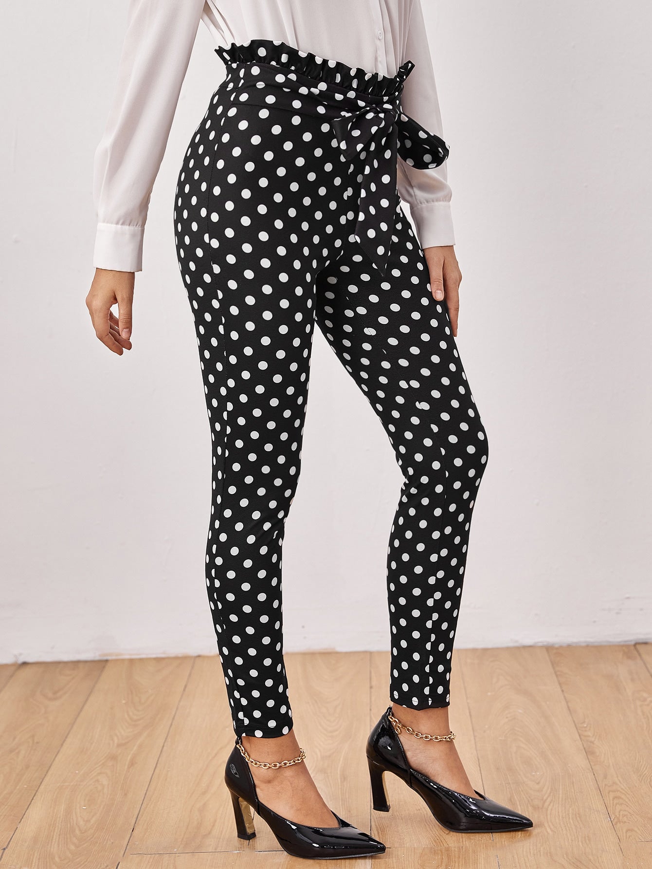 Paperbag Waist Polka Dot Pants