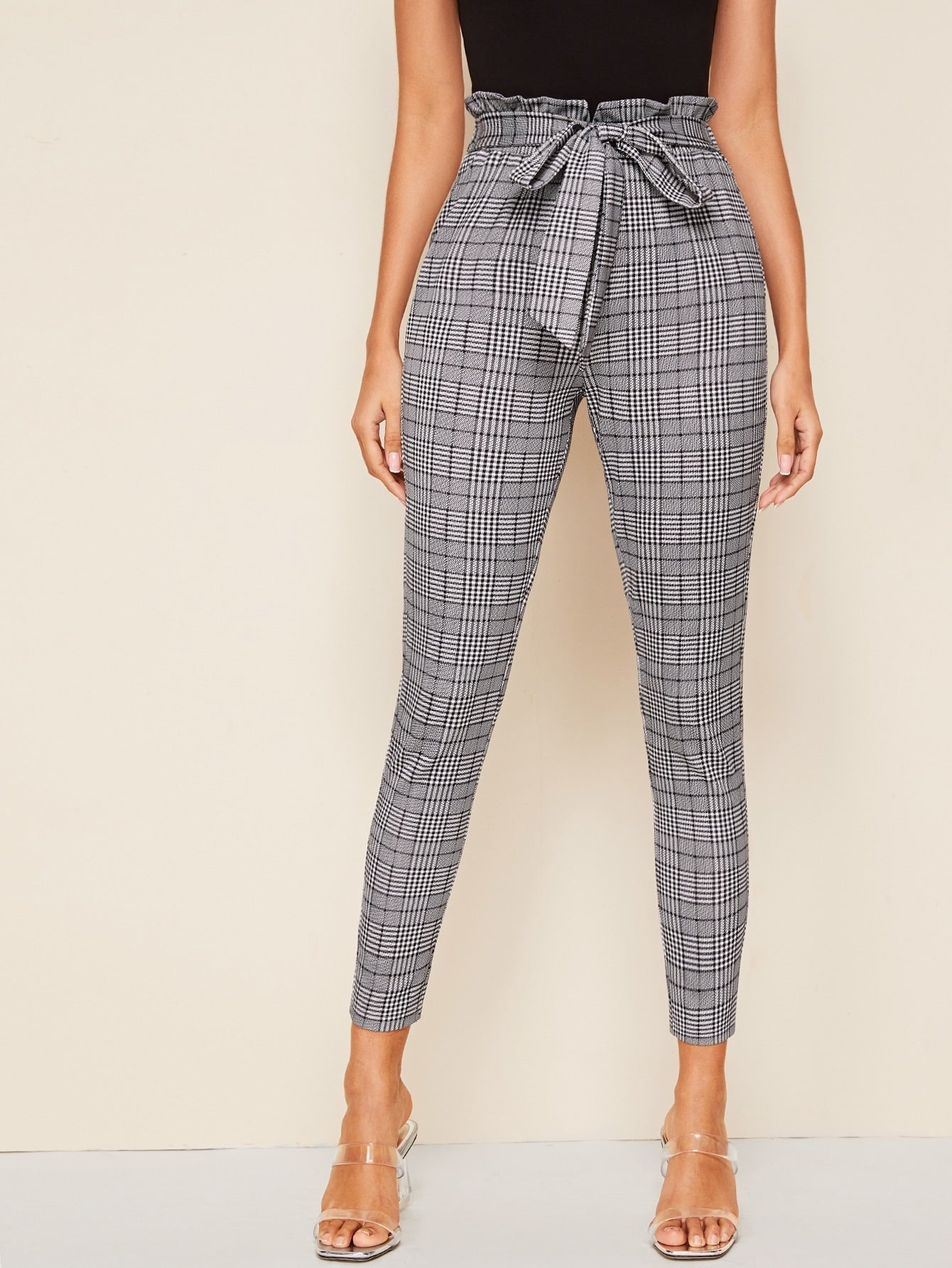 Paperbag Waist Self Belted Glen Pants