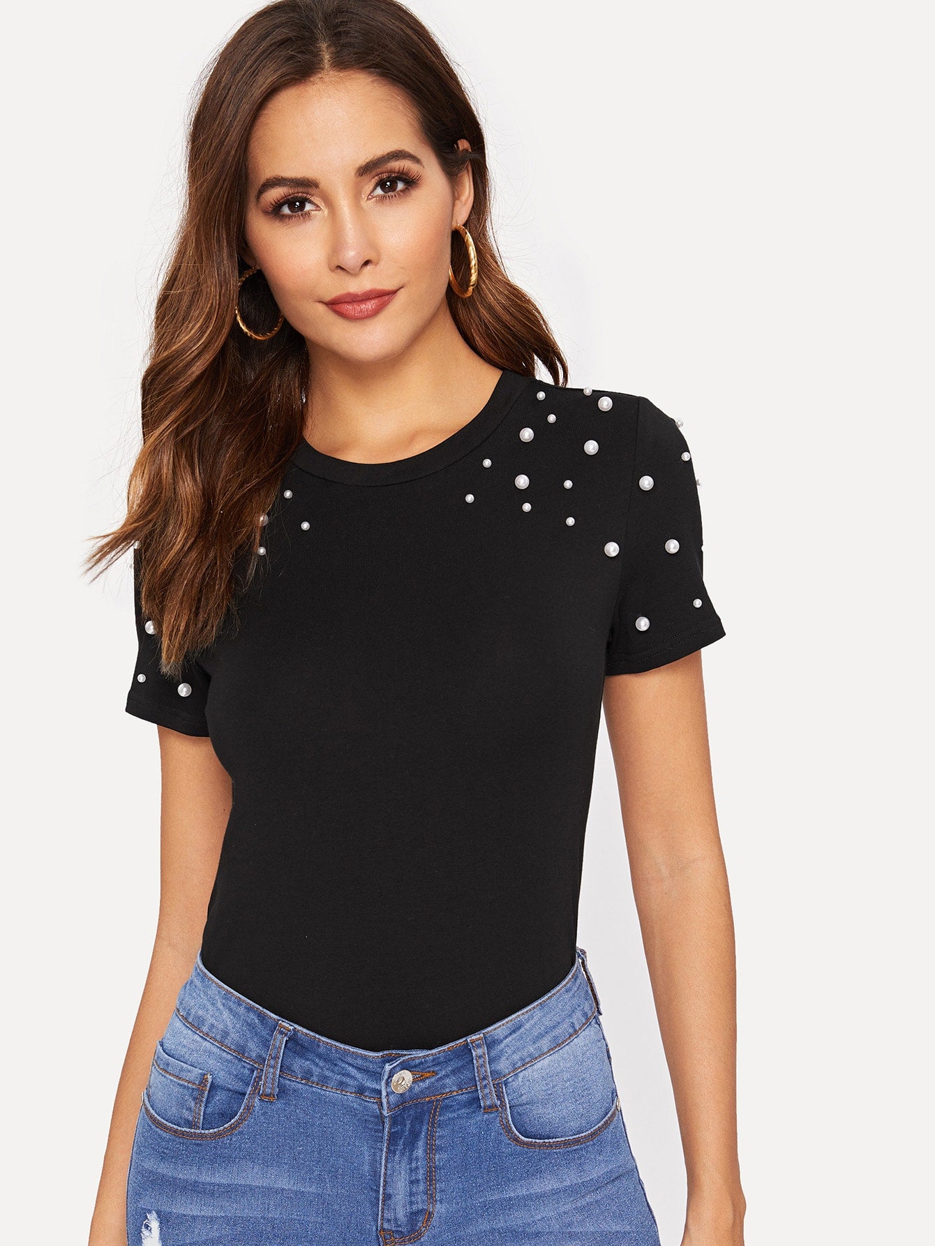 Pearls Beaded Form Fitted Top