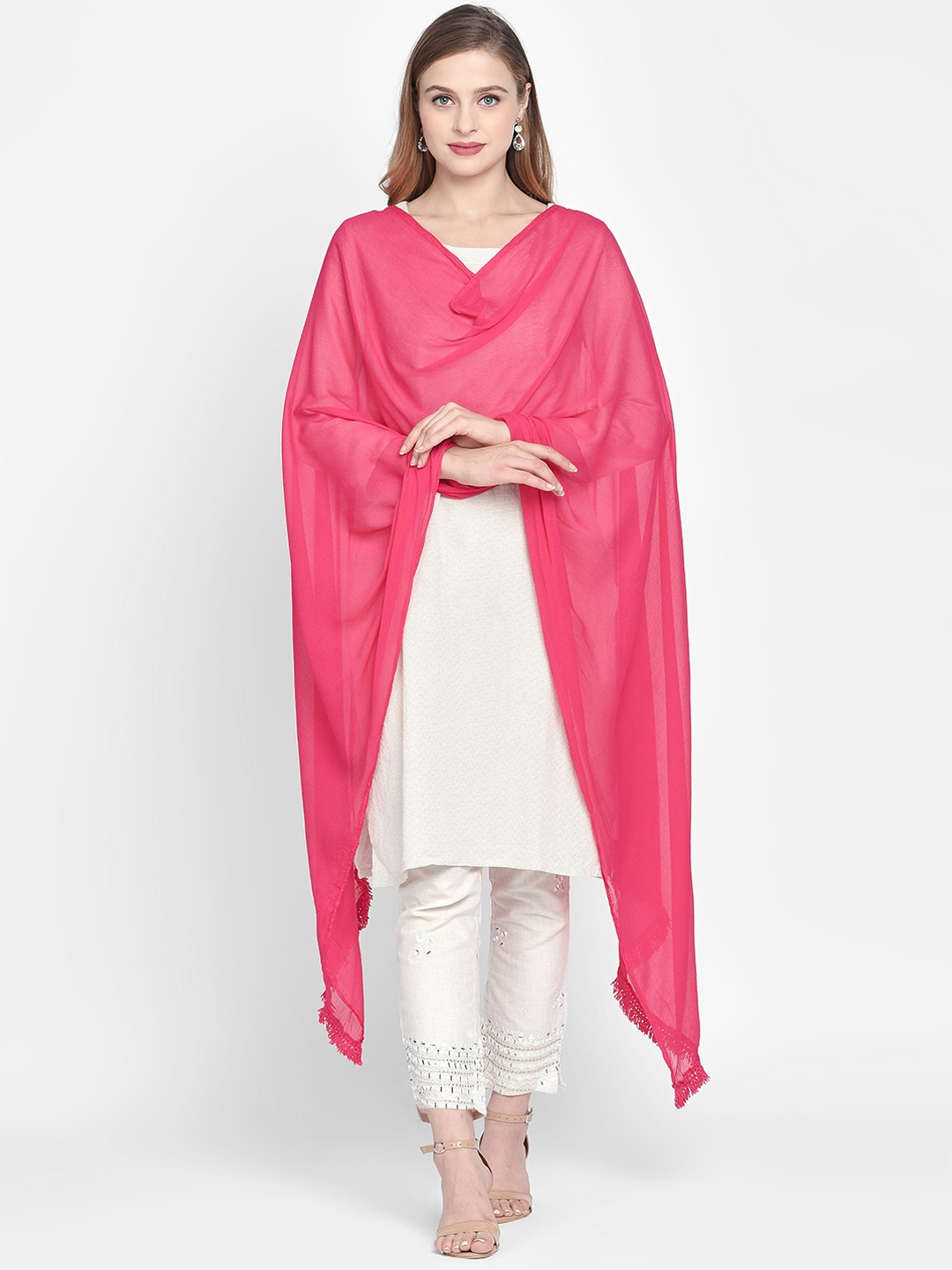 Pink Solid Dupatta